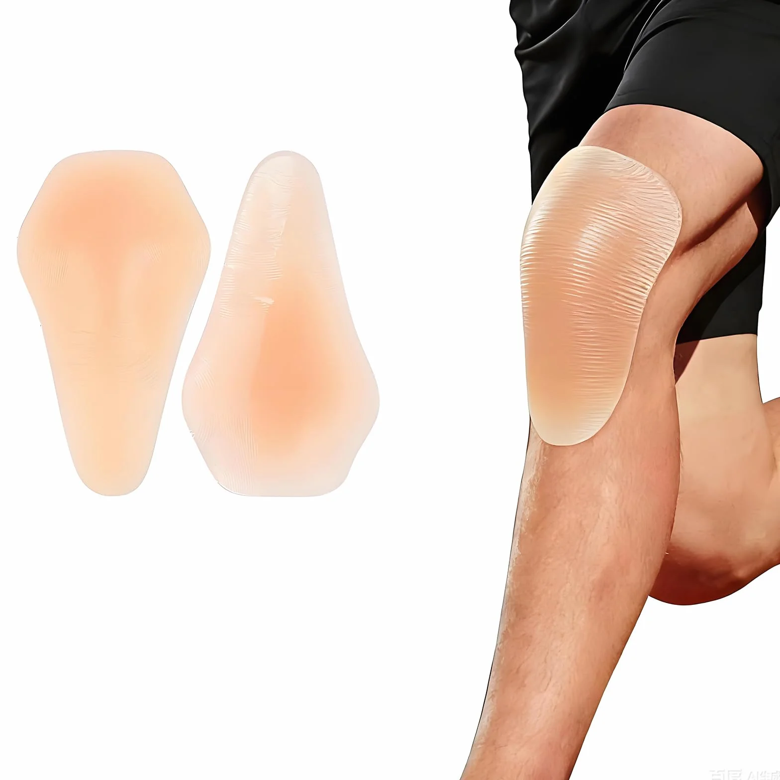 2 almohadillas de silicona para rodilleras, gruesas, color piel, autoadhesivas, para deportes, almohadillas antideslizantes para proteger contra golpes y lesiones
