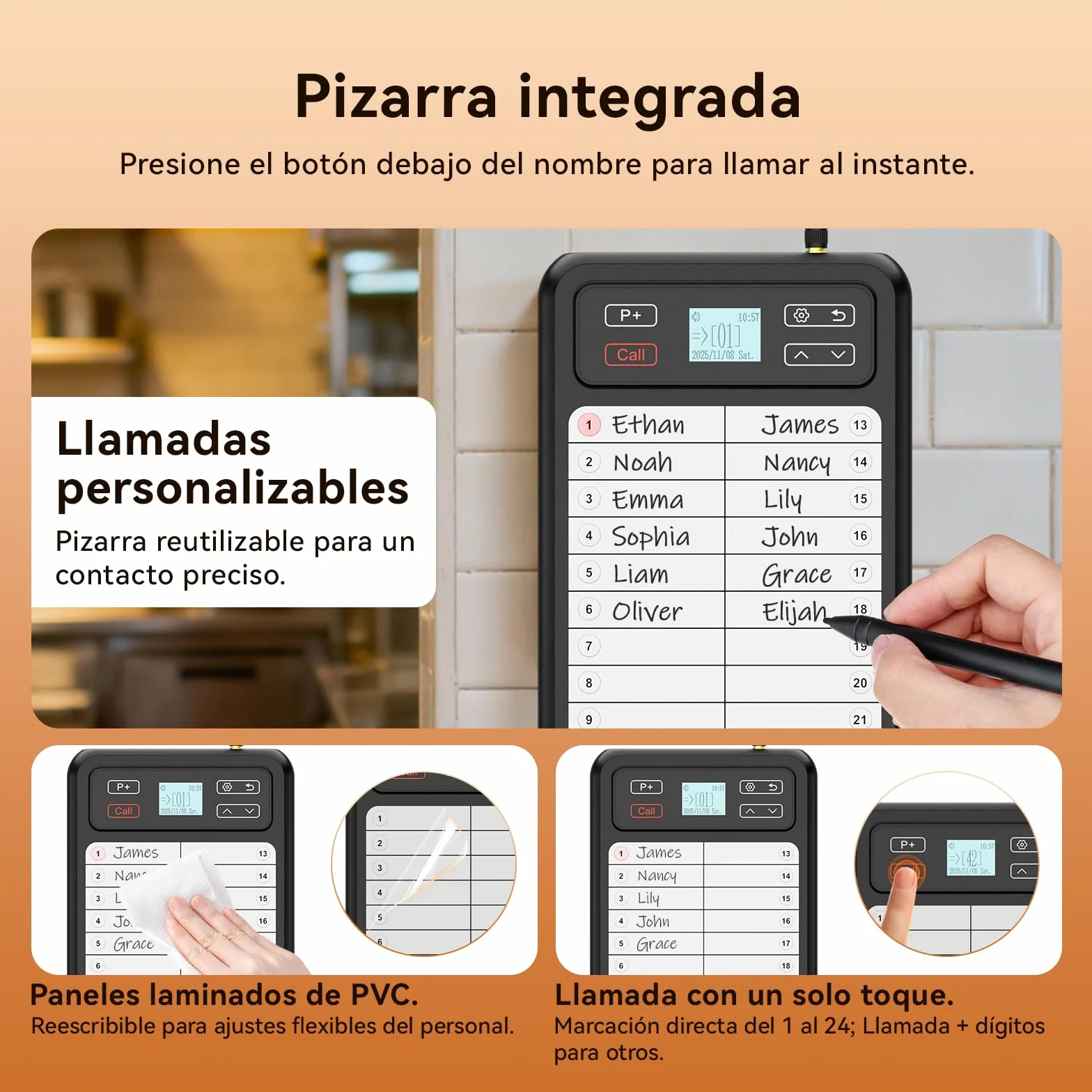 Retekess TD037 Buscapersonas Restaurante Sistema de Llamadas 24 Teclas Intermitente Audible 6 Unidades