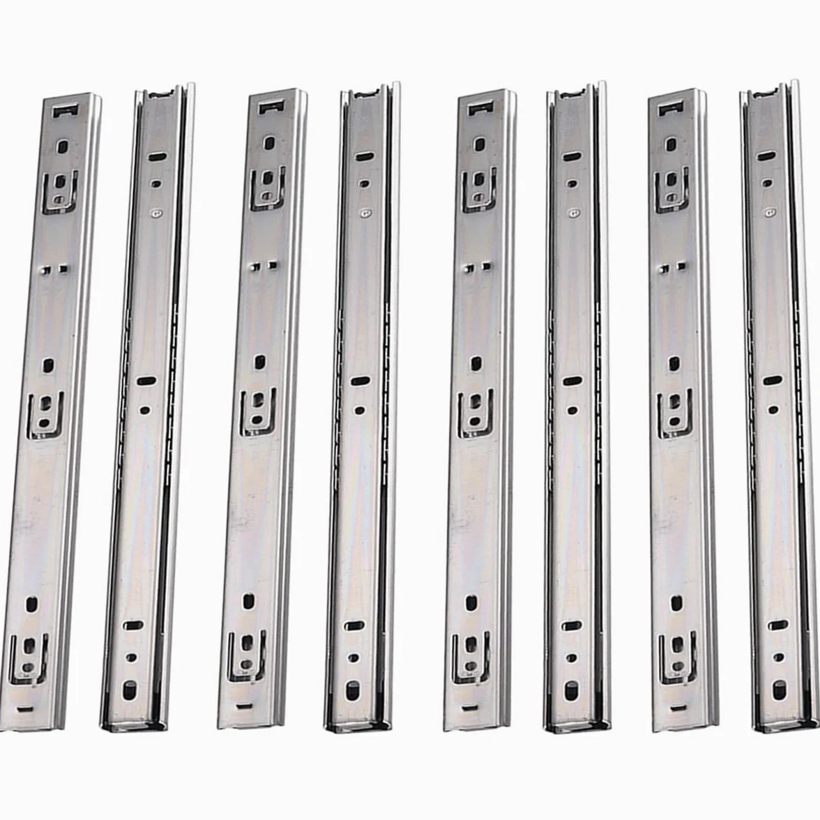 4 Par (8 Piezas) 350mm Guías para Cajones 27mm Guías Correderas para Cajones Guías Laterales para Cajones con Rodamiento de Bolas Extensión Rieles para Cajones