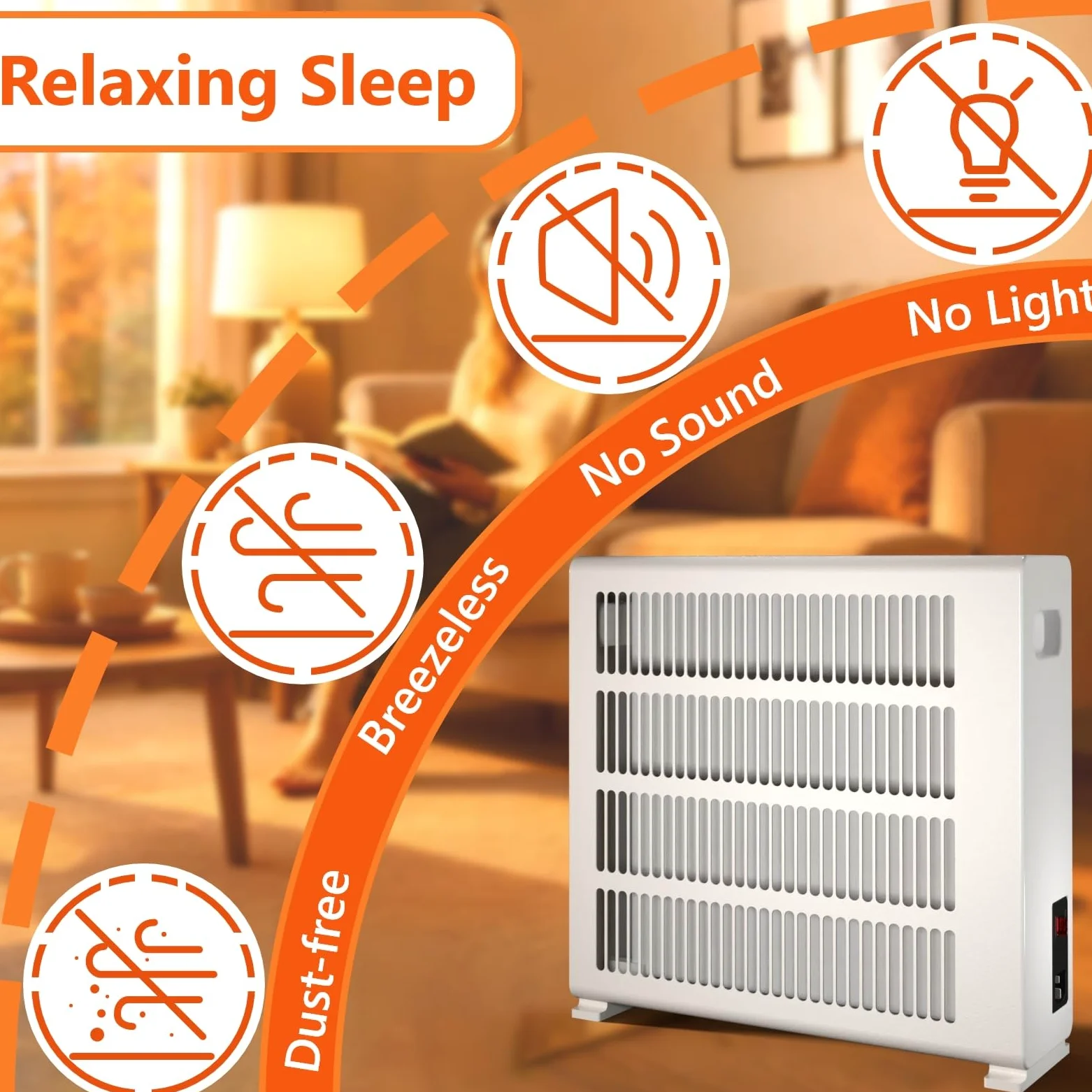 Calefacción eléctrica de 500 W, calefacción convectora con ruedas de suelo, dispositivo eléctrico silencioso, de pie, radiador con termostato