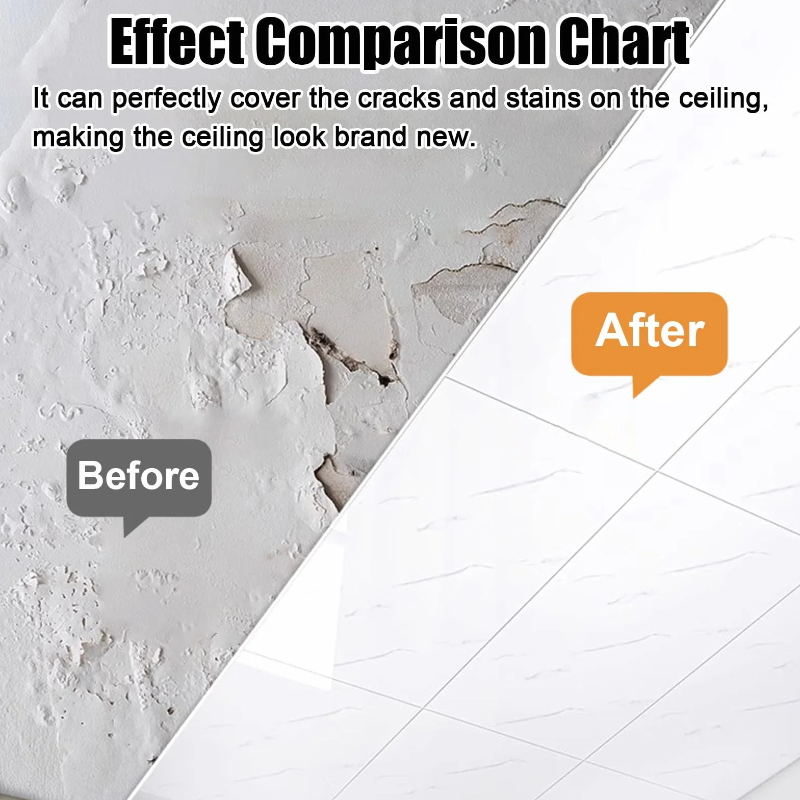 Panel Decorativo Pared y Techos Paneles de Techo de Espuma de PVC Blanco Autoadhesivos Impermeables 10pcs
