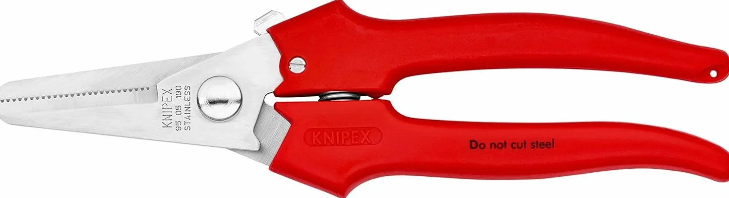 KNIPEX Tijeras universales con cartulinas autoservicio con revestimiento de plástico 190 mm, 95 05 190 SB | Recubierto de plástico de 190 mm
