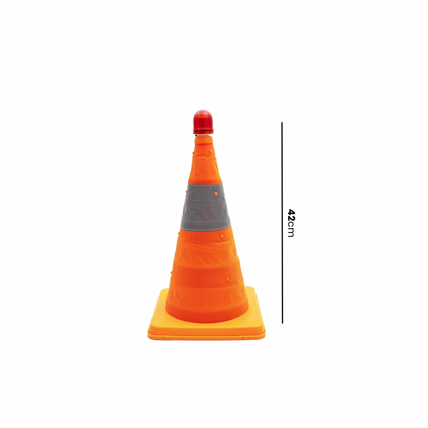 Normaluz BA12042 - Señalizacíon Homologada Cono Plegable De Nylon Con Luz Y Banda Refrectante PVC 42cm De Alto Base:24x24cm