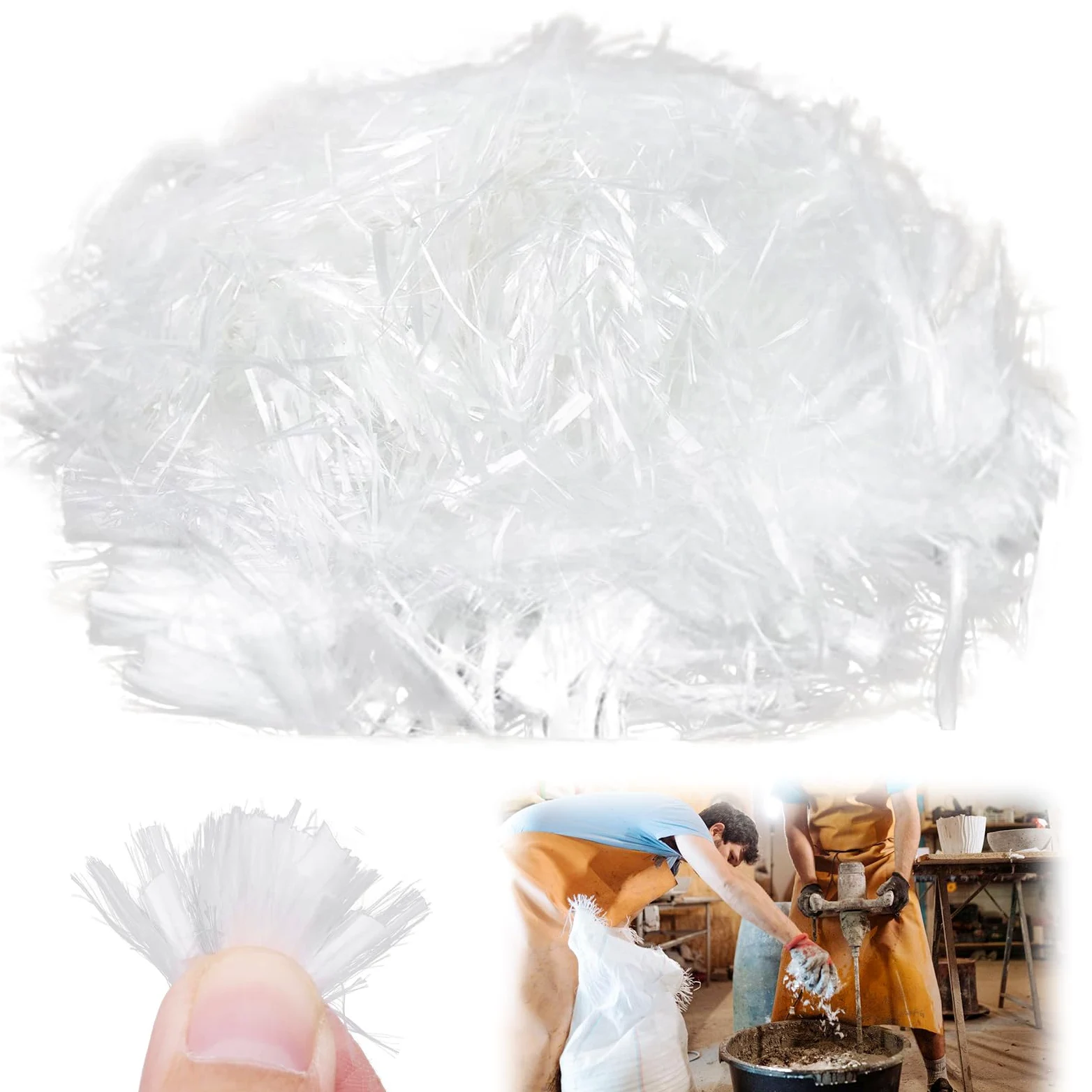1 kg de fibra de polipropileno, refuerzo y resistencia de fibra de polifibra, fibra de polipropileno para hormigón, mortero, yeso, mortero de cemento, evita la formación de grietas, reduce el