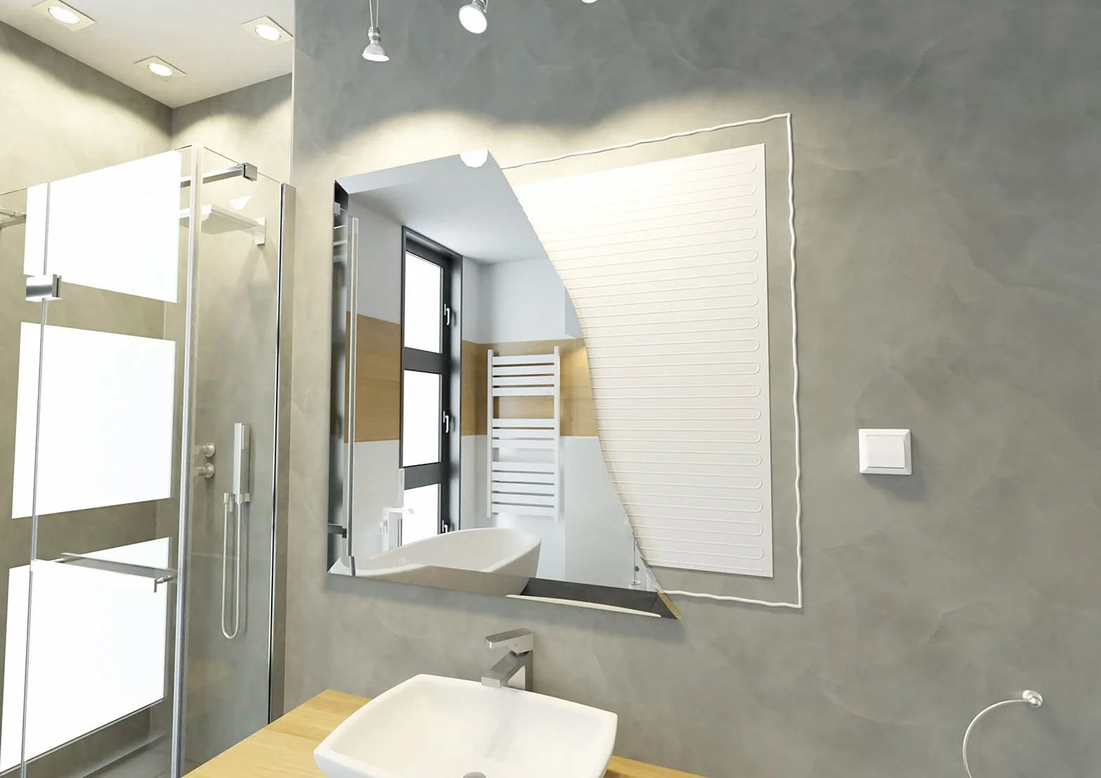 Termofol - Película térmica antiniebla de 230 V para espejo de baño, calefacción eléctrica para espejos, antihumedad, ideal para paredes, rectangular, 40 x 60 cm (44 W)
