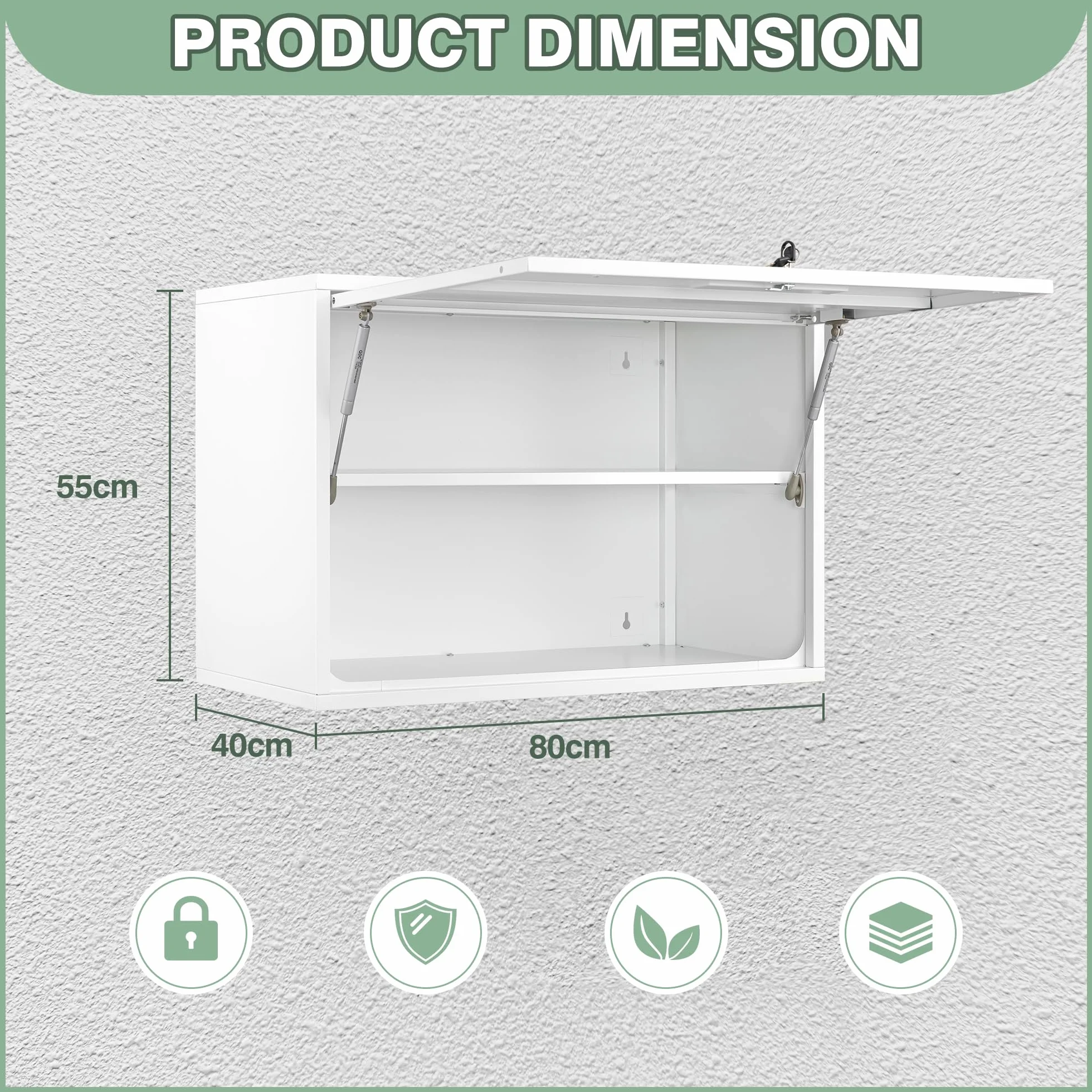 Sightlife Armario Colgante de Pared Cocina Baño Cierre 55 x 80 x 40 cm