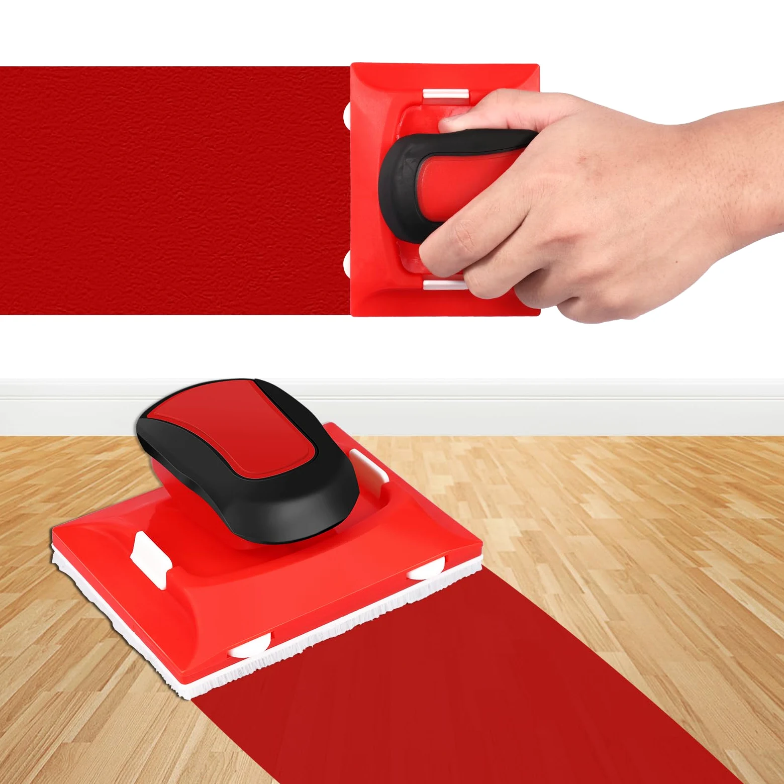 Herramienta de bordeadora de pintura, recortadora de bordes de pintura multifuncional con 2 almohadillas de repuesto y mango giratorio, aplicador de almohadillas de pintura, herramienta de esquina