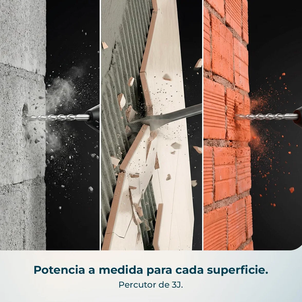 Cecotec Martillo Percutor SDS PowerForce 4000 Atomic. 800W, Energía de Impacto 3J, Función 3in1, Adaptador para Brocas Convencionales, Incluye Brocas y Cinceles, Cable de 3m, Maletín de Transporte