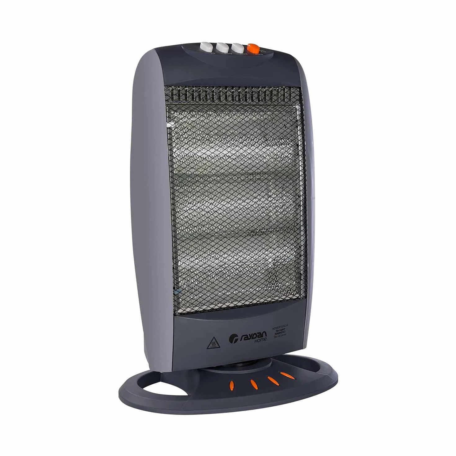 THINIA HOME - Estufa Eléctrica Halógena de Bajo Consumo, Movimiento Oscilante, Sensor de Protección Antivuelco, 3 Niveles de Potencia, 1200W, Diseño Portátil, Gris