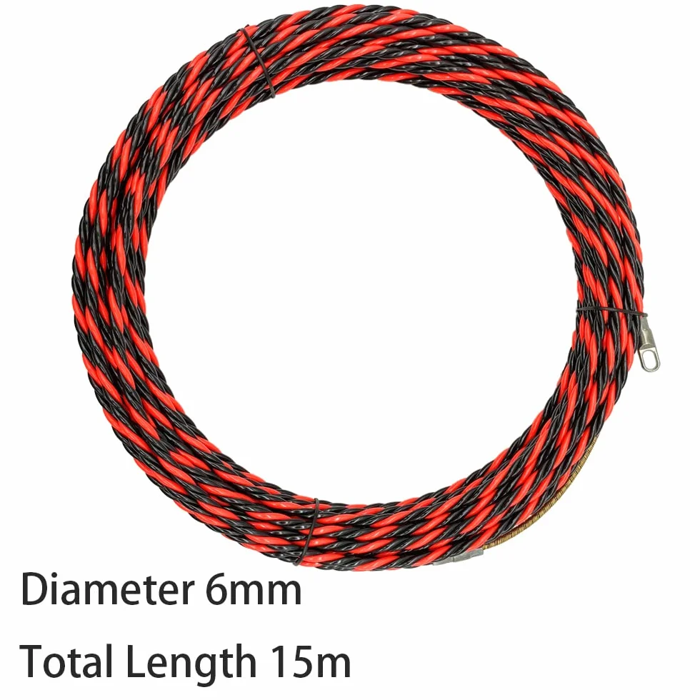 Guia Pasacables Trenzada 15m 2 Muelle Diámetro 6mm Rojo y Negro