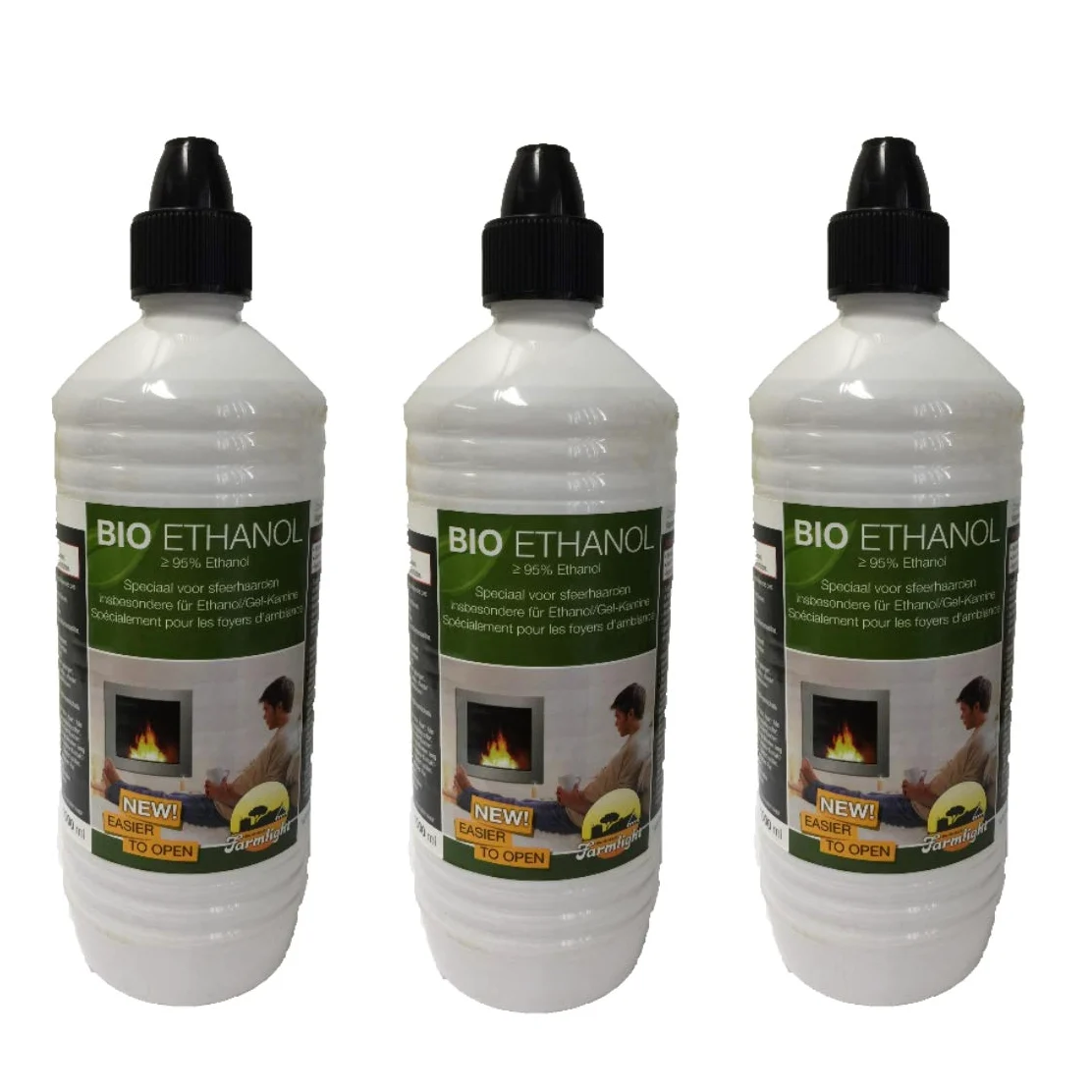 3 botellas de gel de etanol de 1 litro para chimeneas de pared