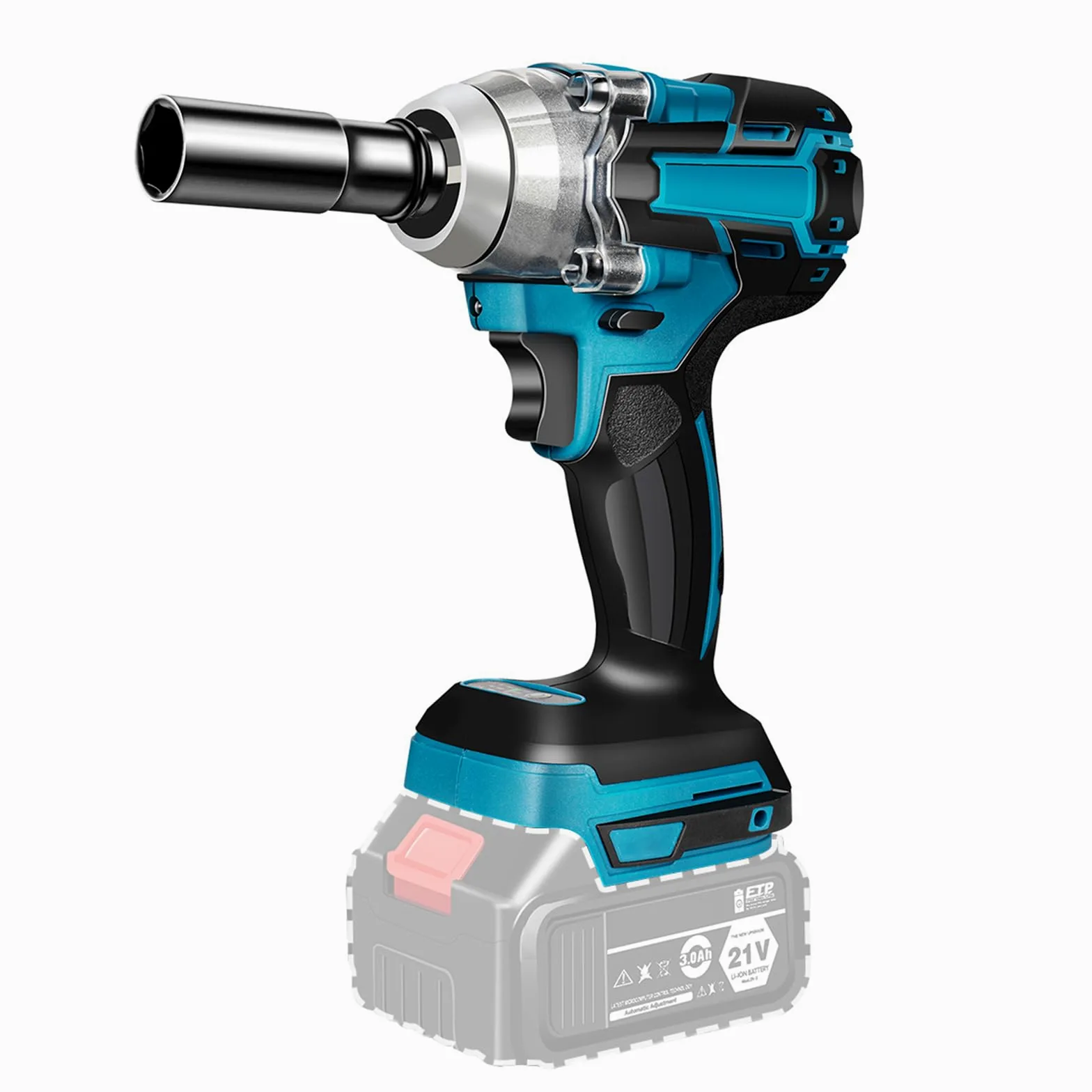 Atornillador de impacto con batería de 1/2 pulgadas, sin escobillas, 520 Nm, 18 V, compatible con luz LED, sin escobillas, para Makita (sin batería, sin cargador)