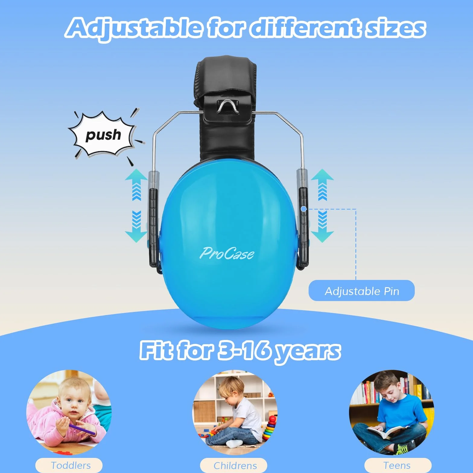 Procase Casco Antiruido para Niño, Protección Auditiva SNR 27dB con Diadema Ajustable, Protector Oído Profesional Cancelación de Ruido Insonorizacion para Estudiar para Bebé Nené Infante