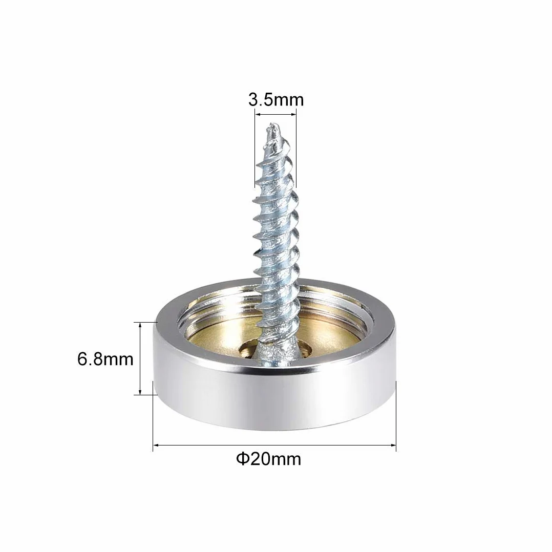 sourcing map Tornillos de Espejos, Tapas Decorativas Cubres Clavos, Acero Inoxidable Pulido 20mm x 6,8mm 8uds