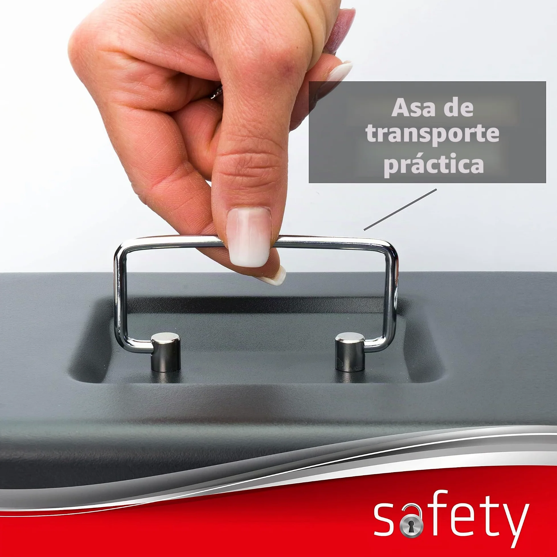 Caja de caudales Sax con cerradura de combinación, cerradura extra fuerte, 25 x 18 x 9cm, Grande, Caja de caudales de seguridad negra