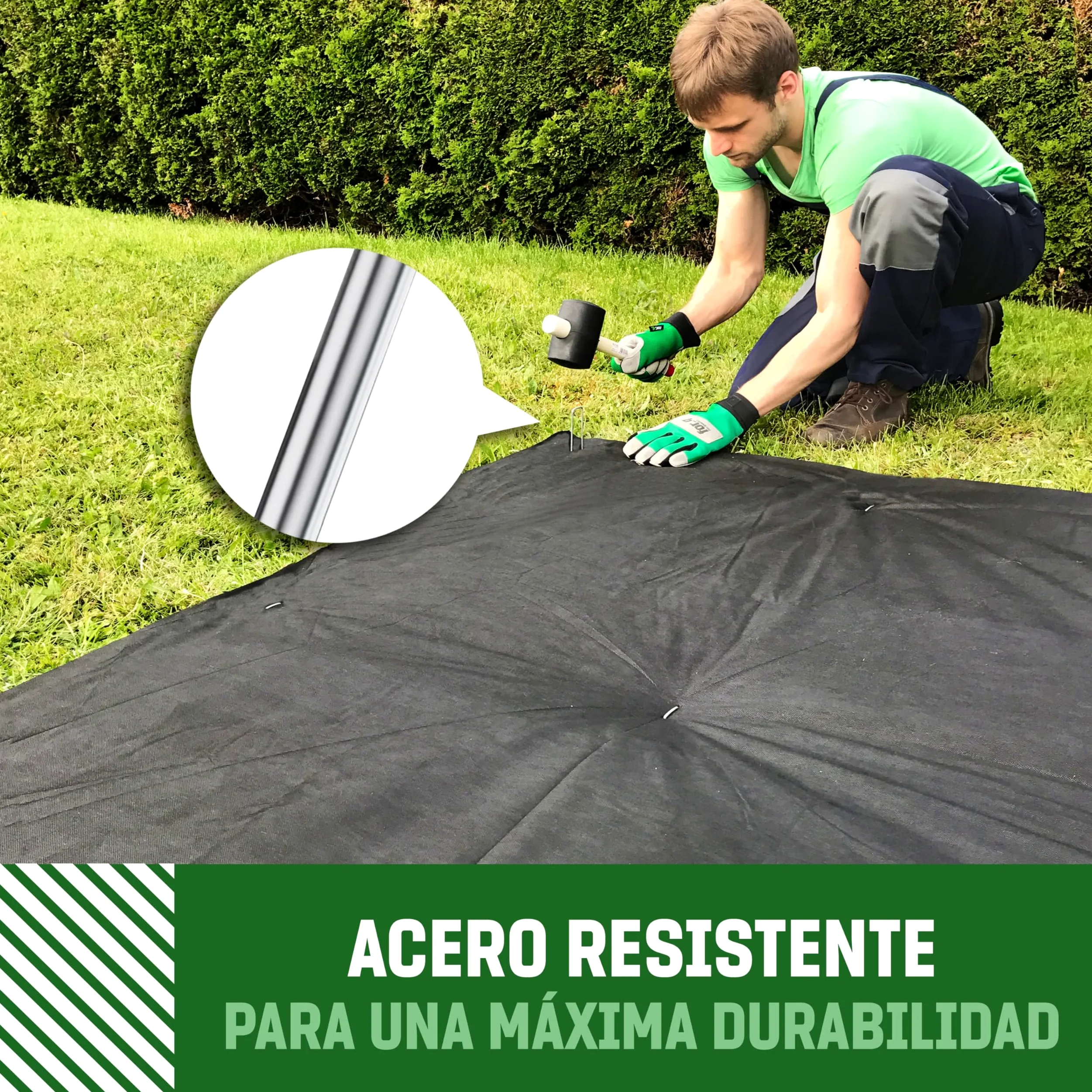 GardenGloss Grapas de Sujeción de Acero Galvanizado (100 Piezas) - Anclaje de Suelo Robusto para Malla Anti-maleza, Malla de jardín & Acampada - 150 MM de Largo, 25 MM de Ancho, Ø 3 MM