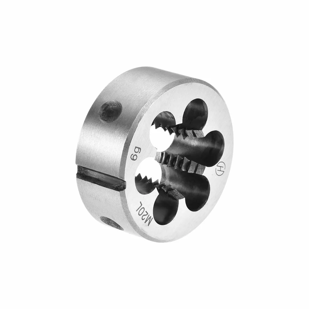 sourcing map Terraja, Terrajas de Roscar Métricas M20, Terraja Redonda 45mm Diámetro Exterior, Troquel para Roscar a la Izquierda, Aleación de Acero