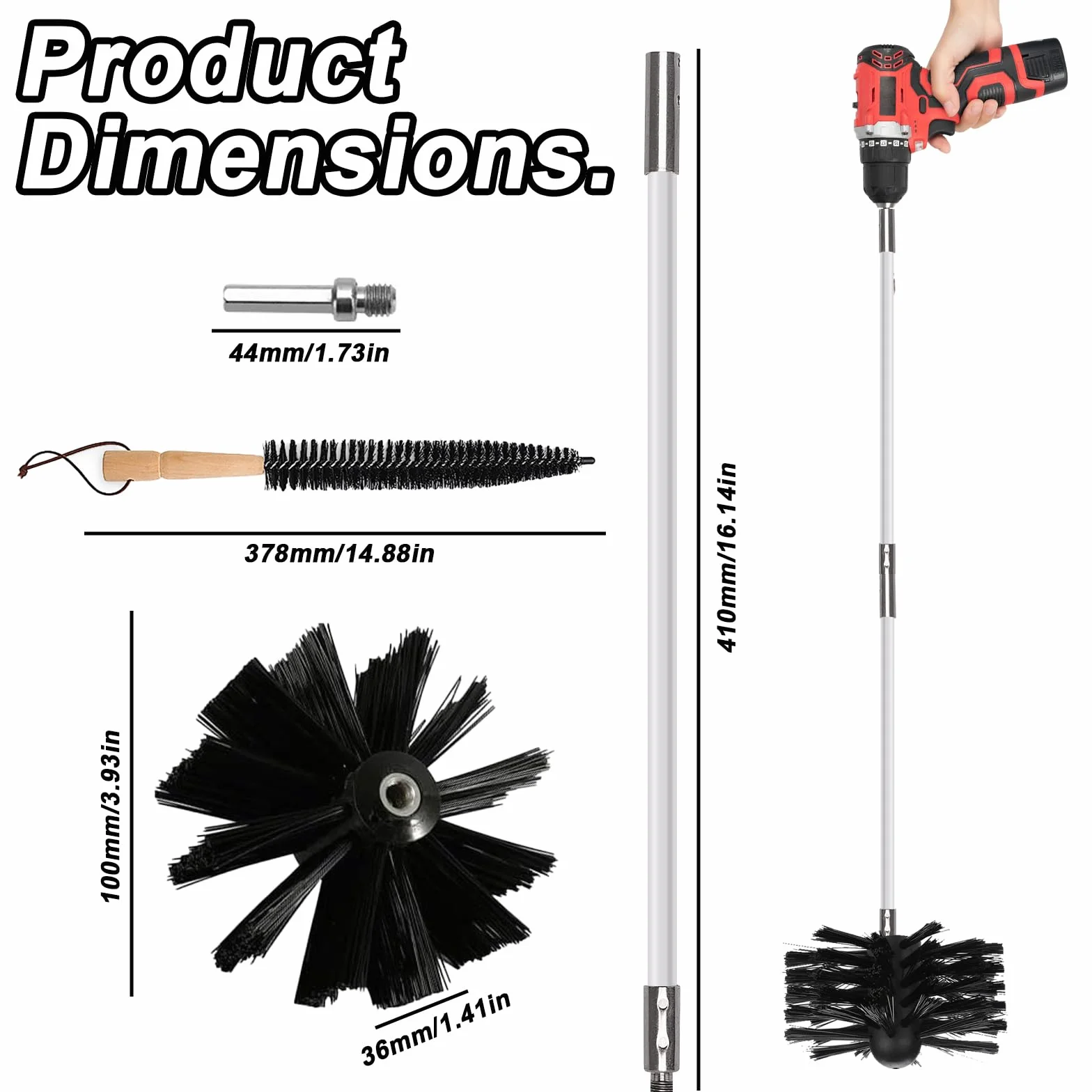 Nizirioo 12pcs Kit De Limpieza Chimenea Cepillo Cepillo Para Chimenea Con Varillas De Nailon, Cabezal Hexagonal
