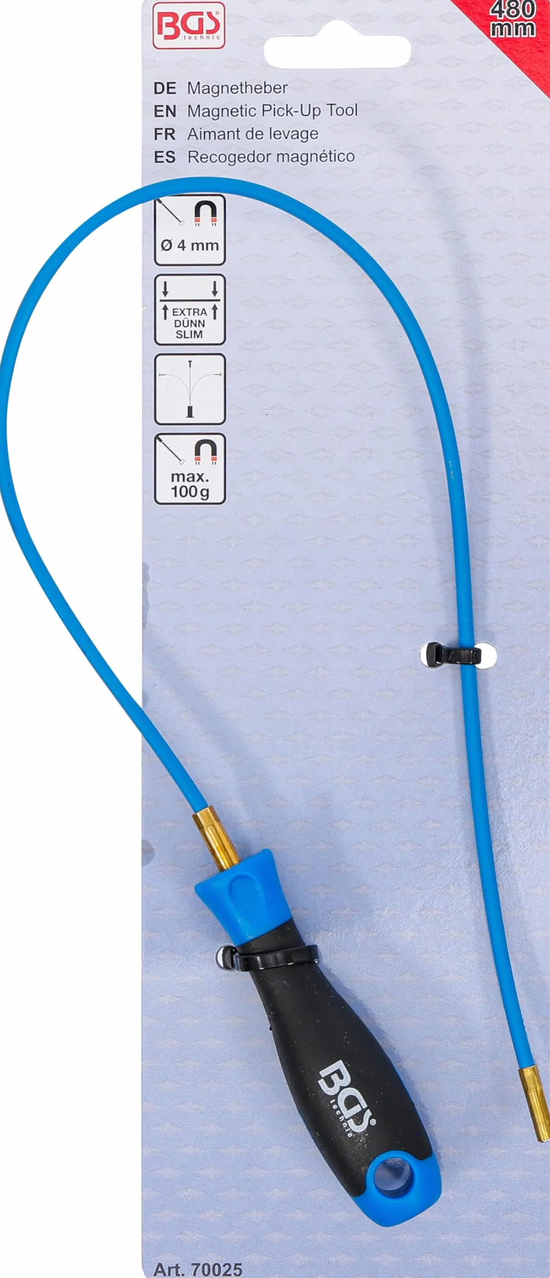 BGS 70025 | Recogedor magnético | flexible | 480 mm | fuerza de tracción 0,1 kg