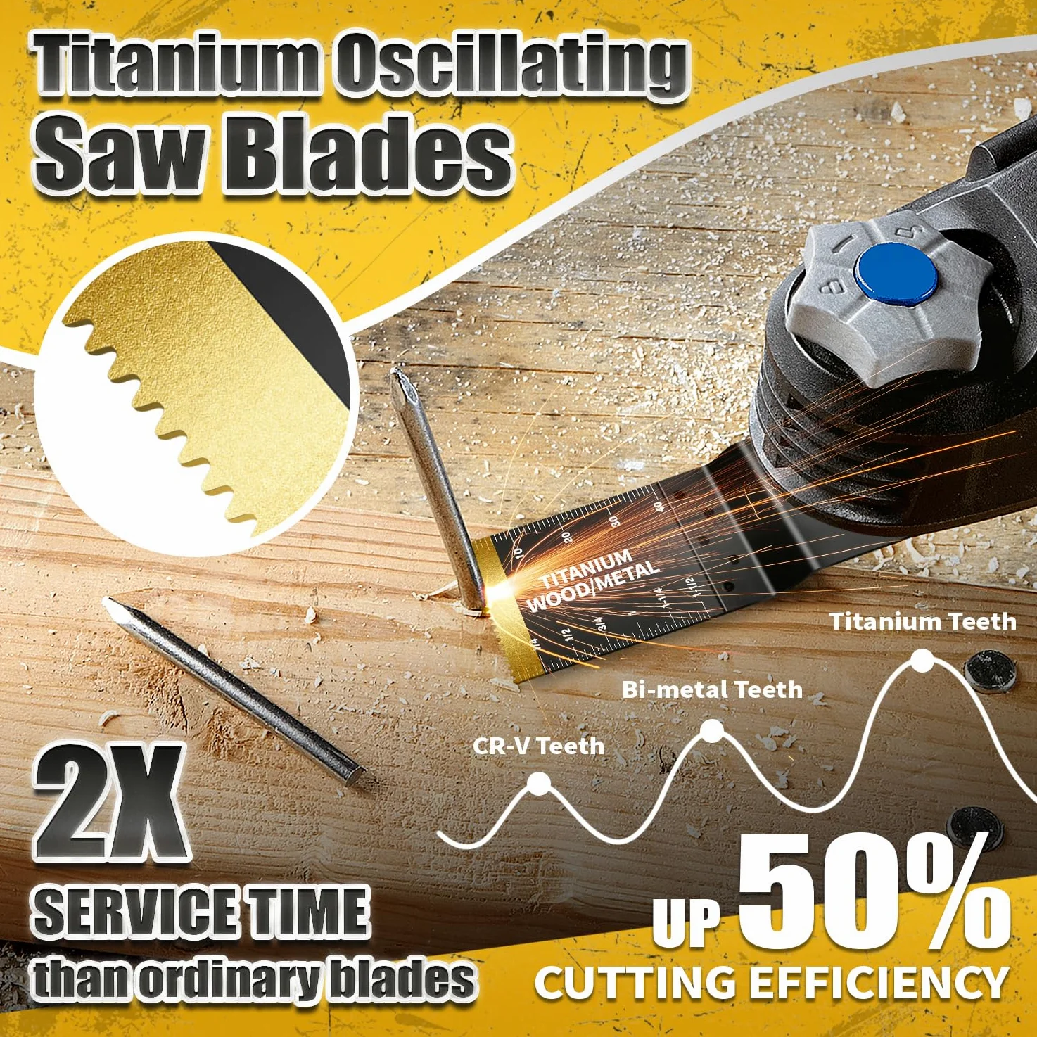 30 cuchillas oscilantes, hojas de sierra oscilantes profesionales universales de titanio para madera, plásticos y metal, compatibles con Dewalt Ryobi Fein Milwaukee Rockwell Makita