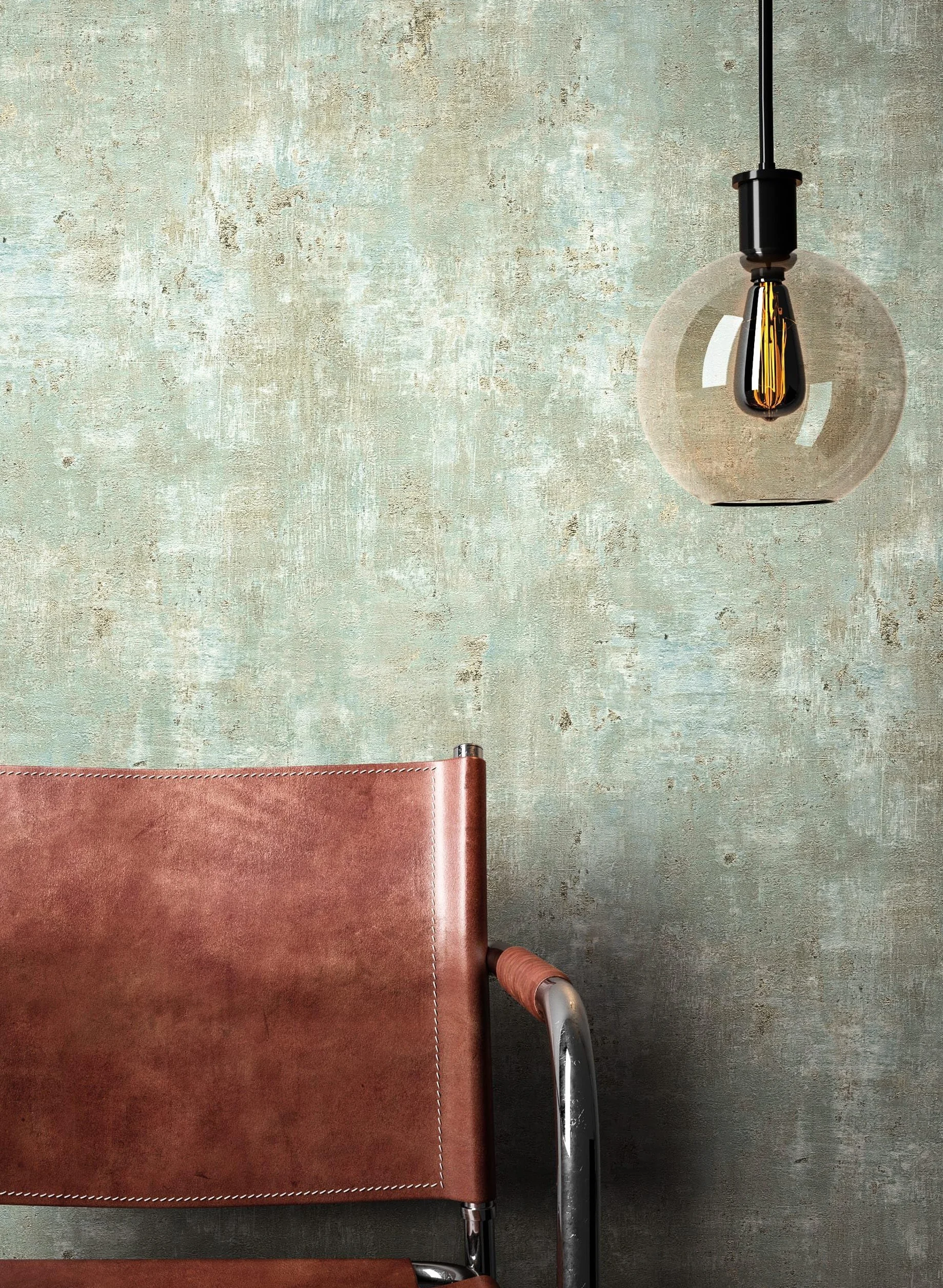 Newroom papel pintado verde efecto yeso metalizado salón | estuco envejecido con partículas doradas brillantes, tono salvia tornasolado, decoración boho natural, dormitorio, recibidor