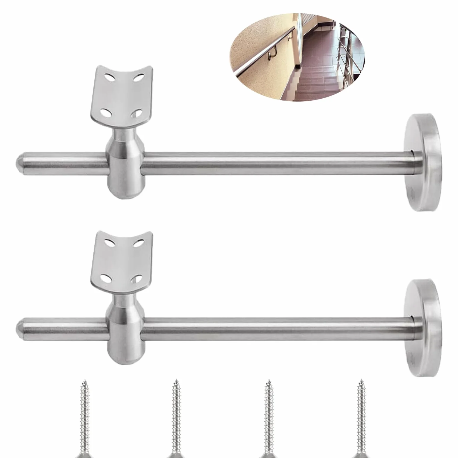 2 soportes para pasamanos ajustables, 150 mm, soporte de pasamanos de acero inoxidable, barandilla para escaleras, soporte de pared interior, accesorios para pasamanos, soportes para