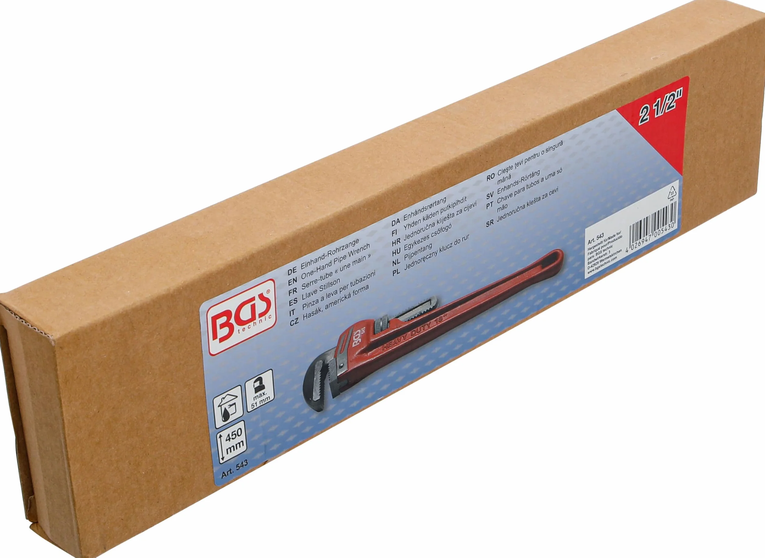 BGS 543 | Llave Stillson | 450 mm | 25 - 51 mm