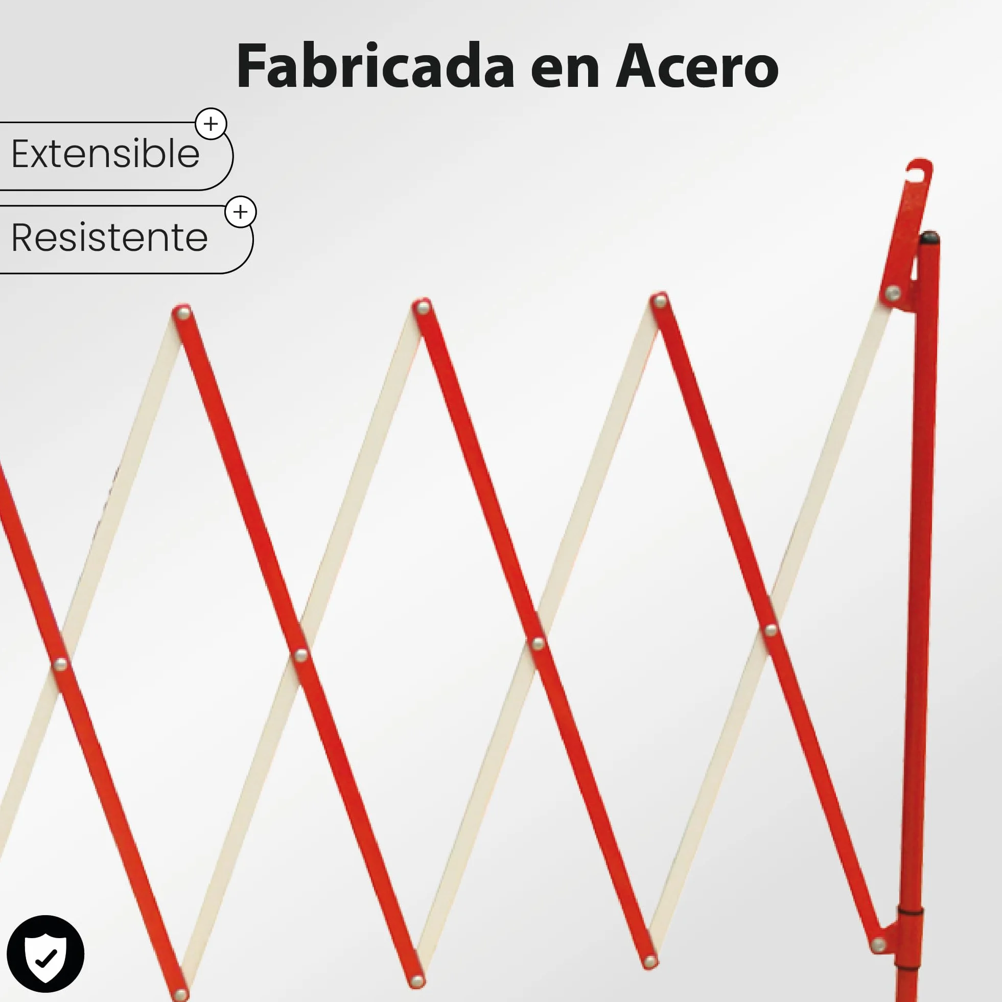 Packs 2 - Barricada Extensible hasta 3m Plegable – Vallas Extensibles de Obra – Barrera Metálica Portátil para Seguridad, Construcción y Control de Espacios (Rojo/Blanco)