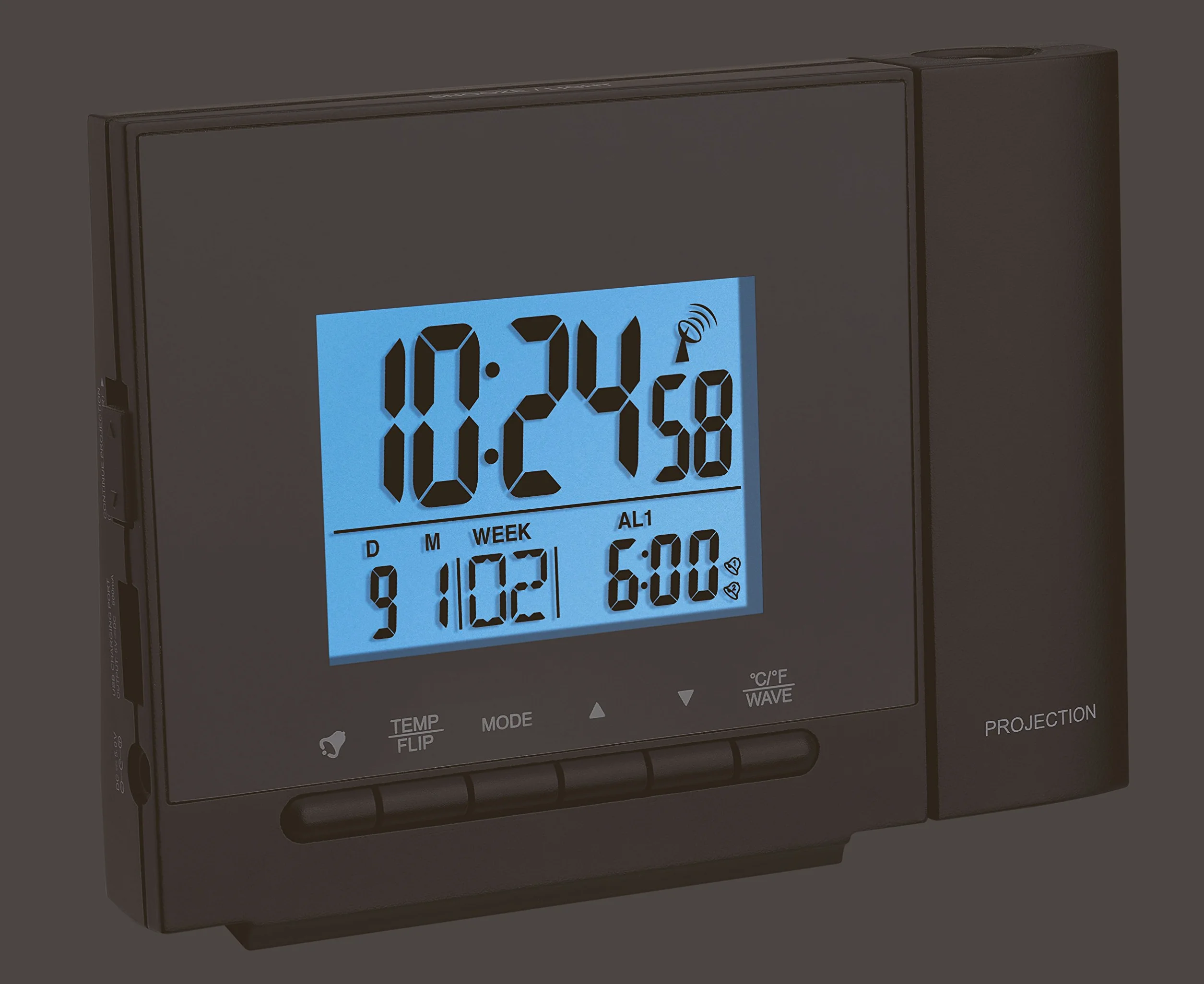 Radio controlada Proyección de Reloj con termómetro TFA 60.5013 (Negro)