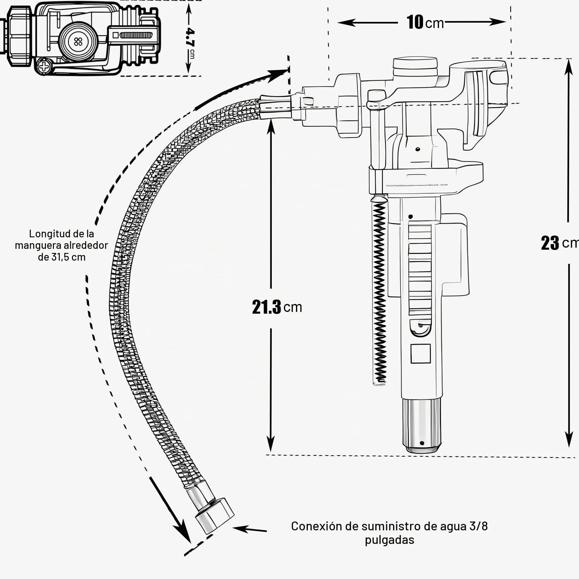 Válvula de llenado trasero compatible con Geberit Impuls 380 3/8 pulgadas de repuesto de tornillo interno con entrada trasera de cisterna de inodoro