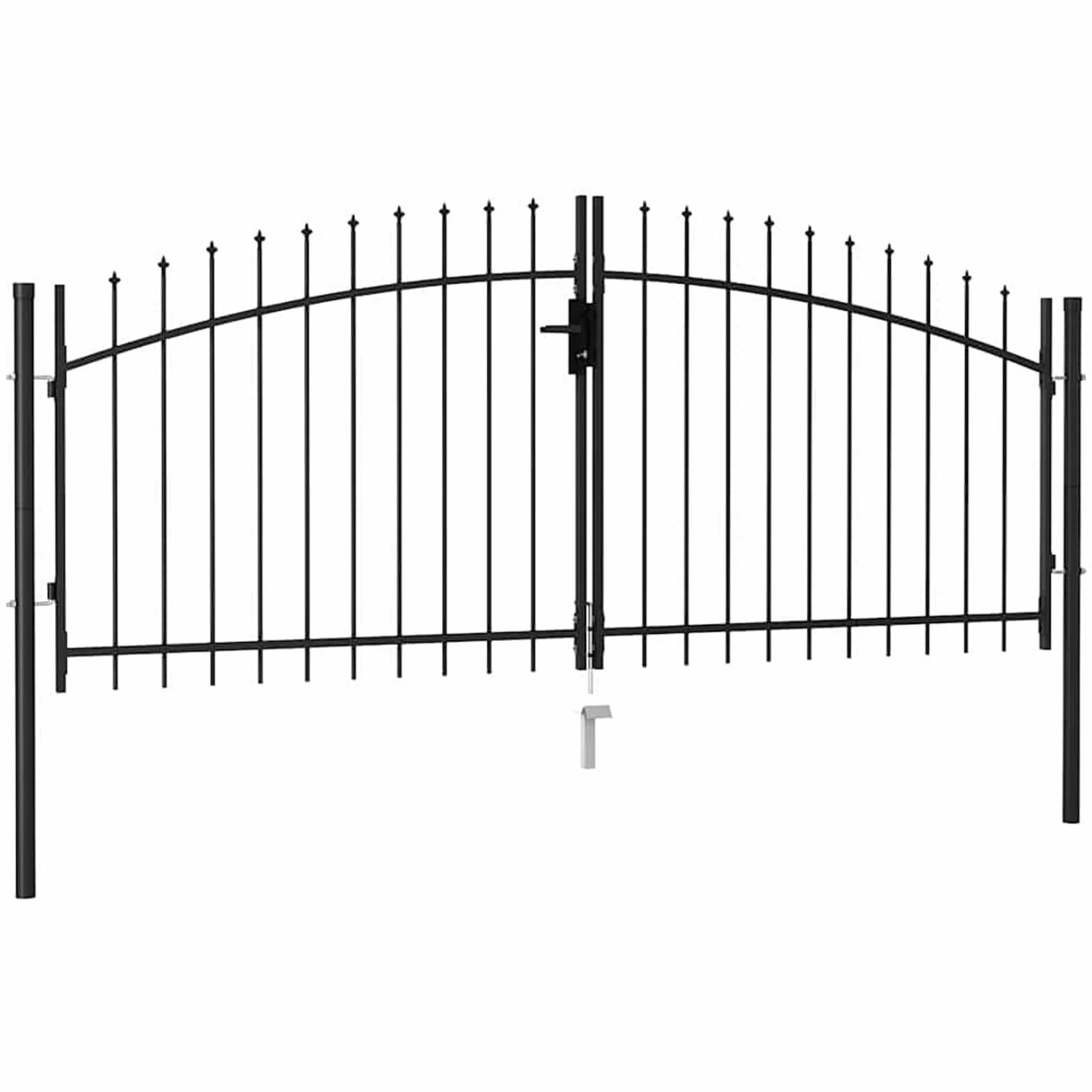 Festnight Cancela de Valla Doble Puerta con Puntas Acero Puerta Jardin Metalica Vallas para Jardin Negro 3x1,25 m