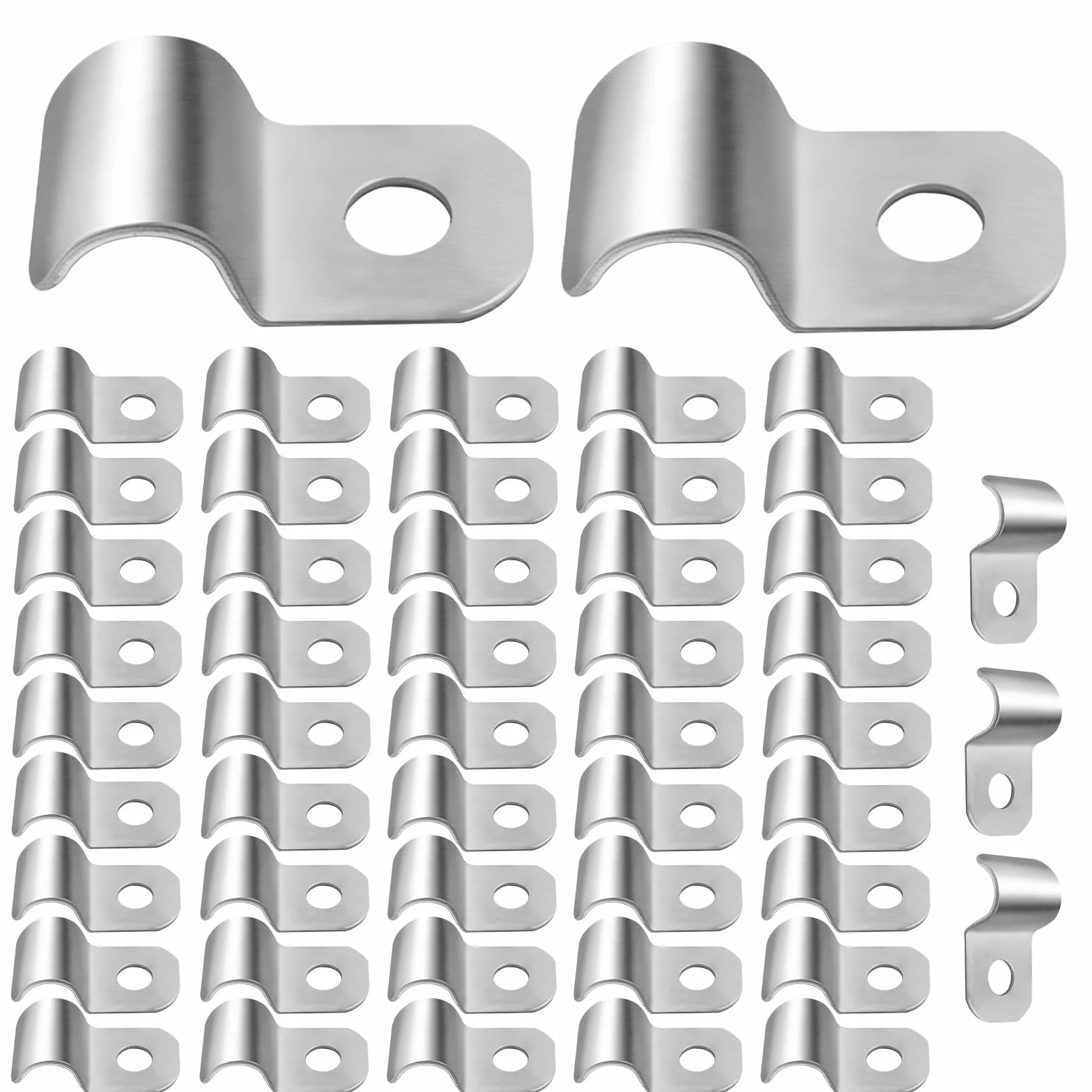 50 Piezas Abrazadera para Tubos en U 4mm-6mm, Cable Clips de Acero Inoxidable, Grapas Sujeta Cables para Sistema de Fijación Cables y Tubos Pared
