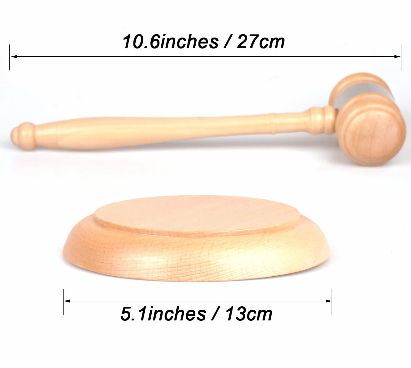 Juego de Mazo de Madera y Taco Sonoro, Mazo de Madera Artesanal con Taco Redondo para Juez Abogado Estudiante Subasta Venta