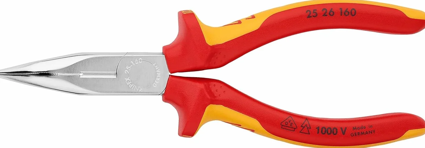 KNIPEX Alicate de montaje (alicate de radio) cromado aislados con fundas multicomponentes, según norma VDE 160 mm, 25 26 160
