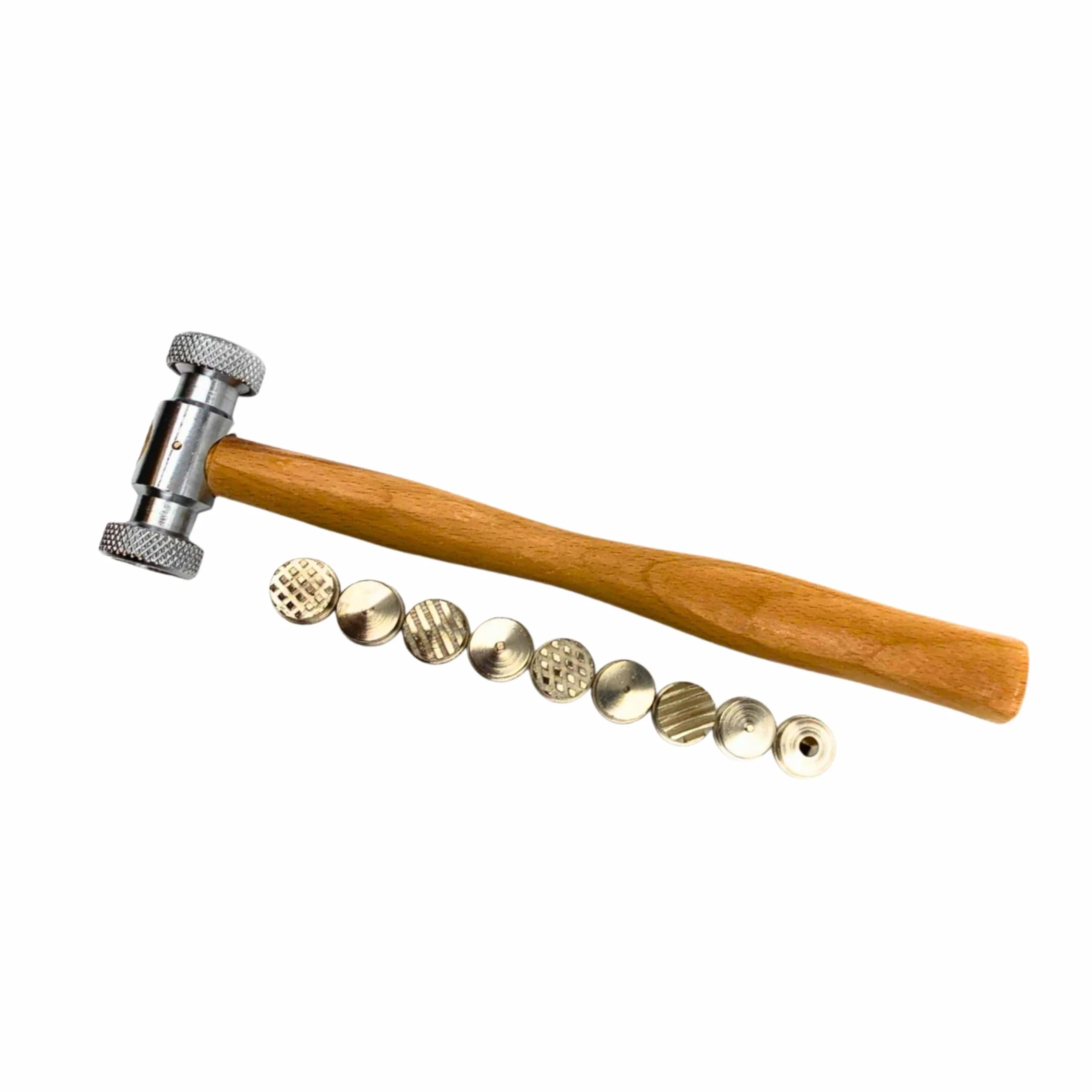 Martillo de textura para hacer joyas, juego de martillo de doble cabeza para metal con 9 cabezales de textura intercambiables