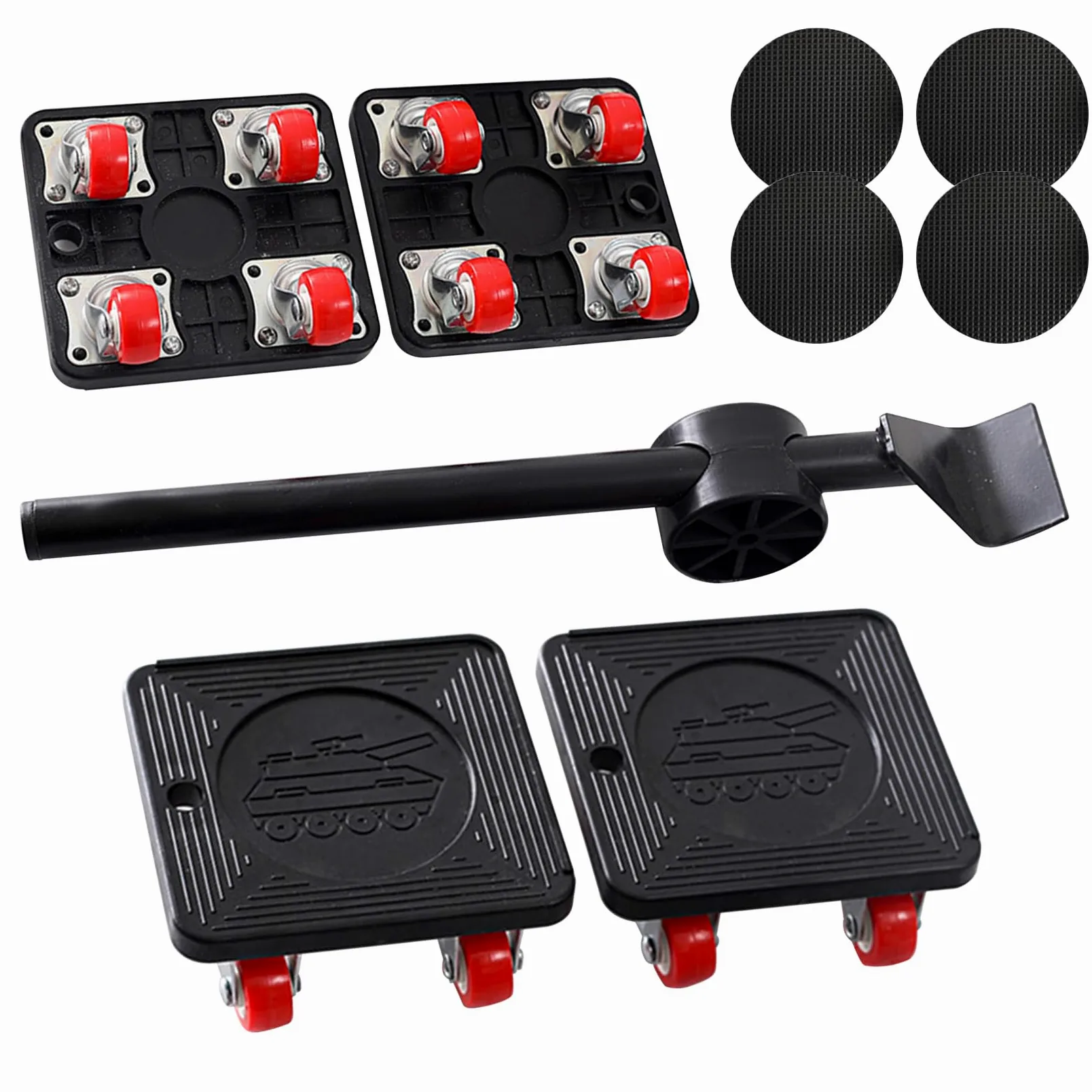Ruedas para Muebles Pesados Juego 9 Piezas Elevador De Muebles Ruedas para Mover Muebles 4 Ruedas Transporte Rueda PU Giratoria 360 Gradosalmohadillas Antideslizantes Palanca MAX para 400kg