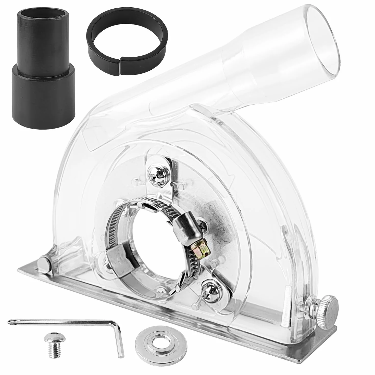 Campana de Escape de Amoladora de 100 mm/125 mm/150 mm con Llave Hexagonal y Arandelas, Campana de Amoladora Angular con Ranuras Guía para Discos de Corte de 90 mm, 115 mm y 125 mm (1)