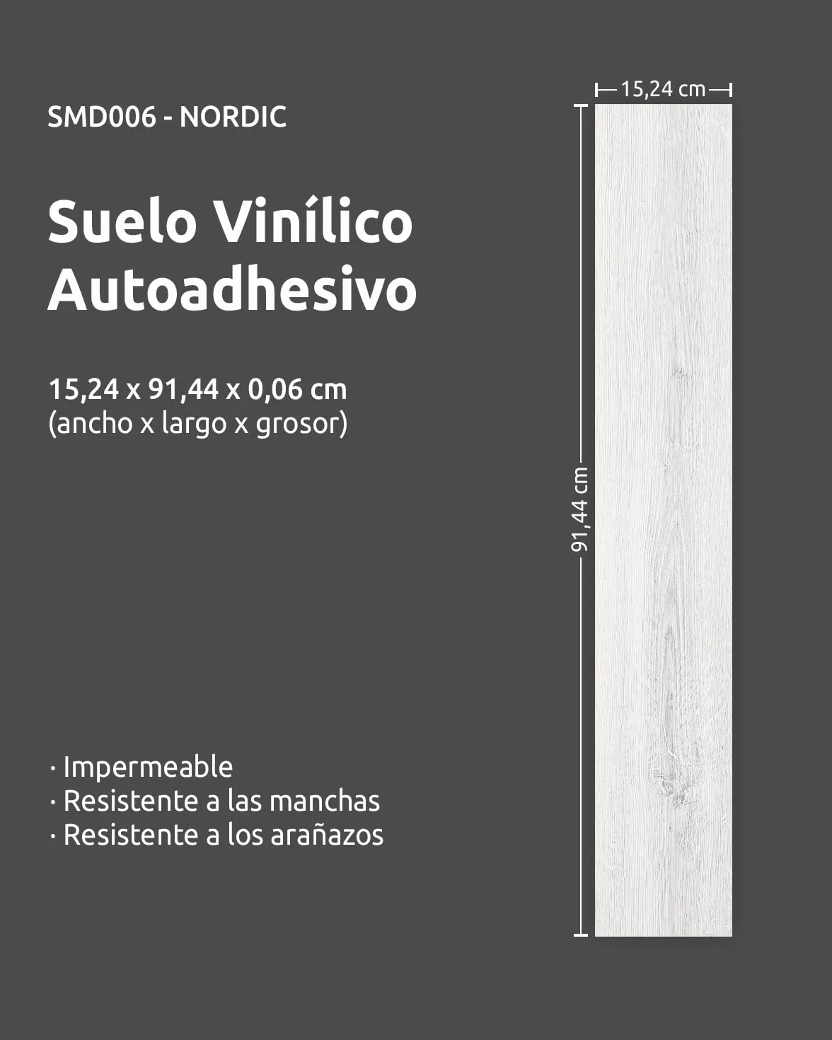 TIBBERS Suelo Vinílico Autoadhesivo 12 Lamas 15x91 cm 1,67 m² PVC Impermeable Imitación Madera SMD006