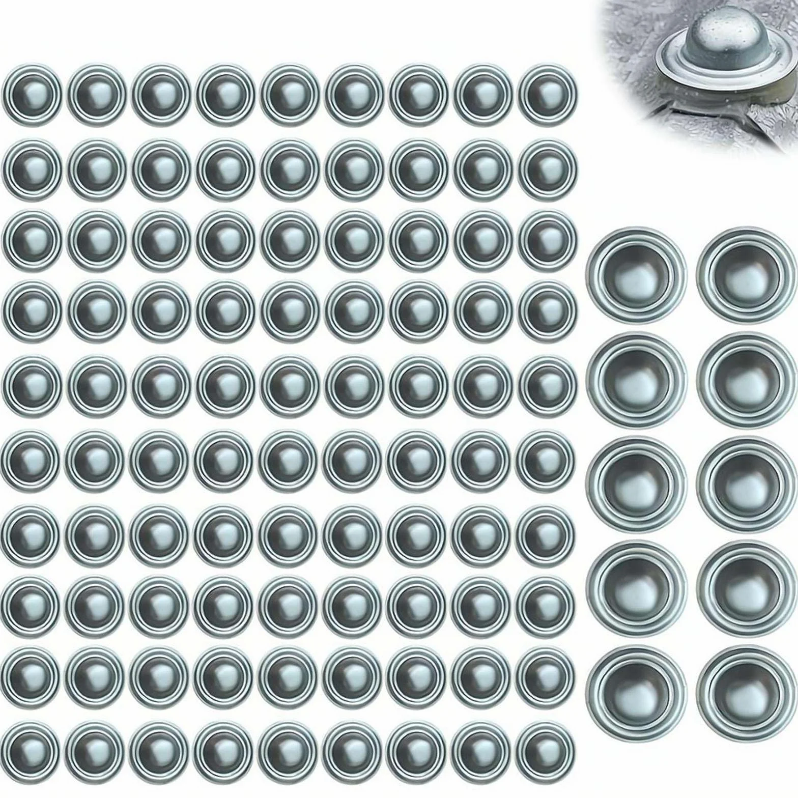 Tapones de rosca de metal para techo, 100 tapas de metal para pernos de techo, tapas de rosca para techos inoxidables e impermeables, sin sellos de extracción de tornillos sobre cabezales de tornillos