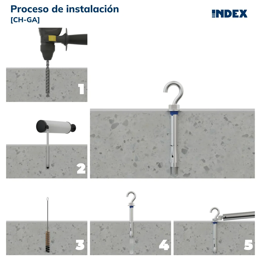 Anclaje antigiro para cargas medias Gancho - MEDIDA: M6 x 45 Ø8 - Unid: 100