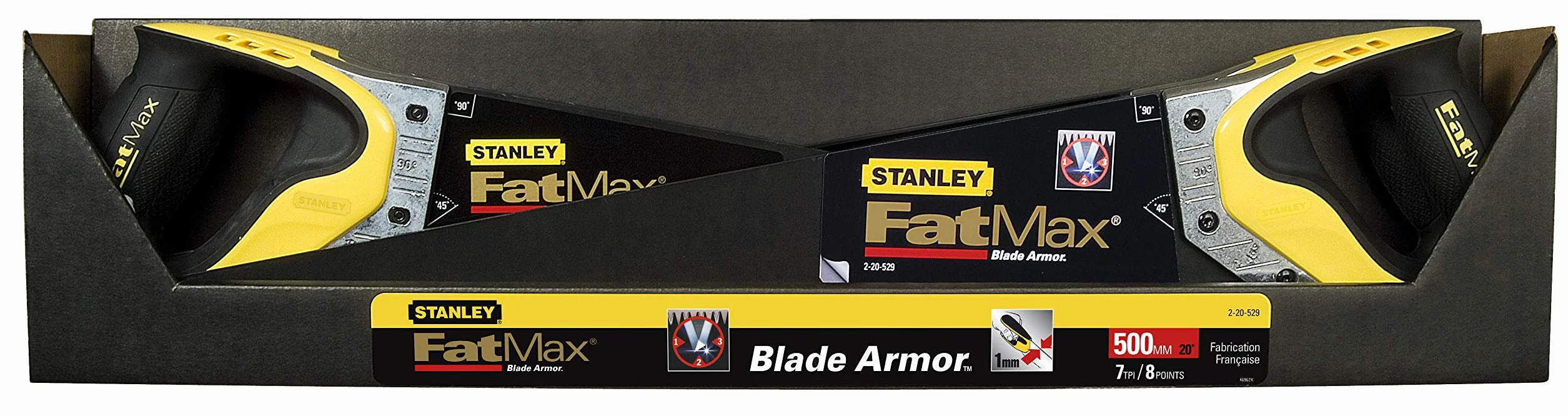 STANLEY FATMAX Serrucho Gen2 500mmx1mm 7 TPI corta hacia delante y atrás Appliflon mango ergonómico 2-20-529