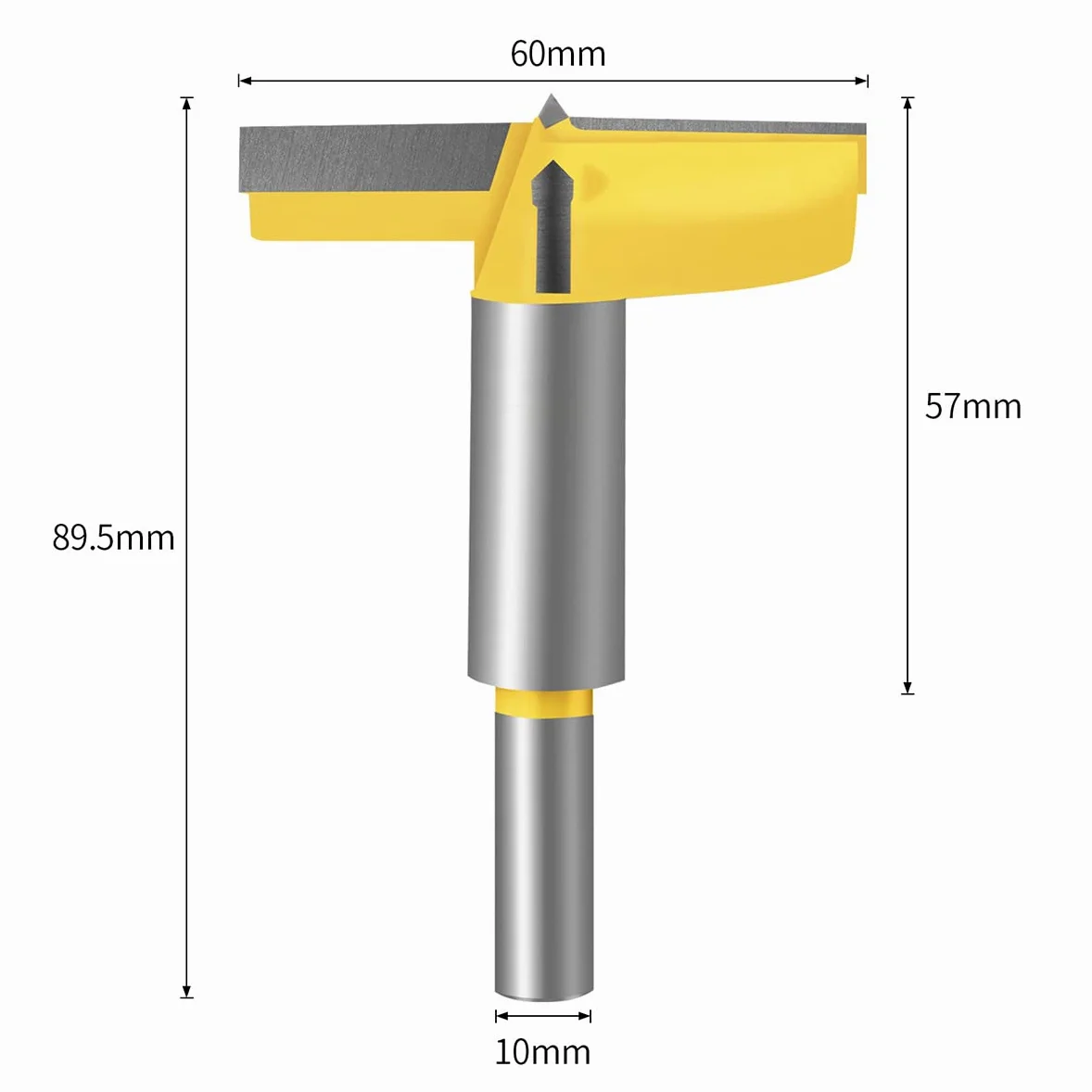 Meccion Broca Forstner Fresadora para Carpintería, Sierra de Corona de Carburo Excelente para Hacer Agujeros Ciegos o Pasantes en Madera,Largo 60mm