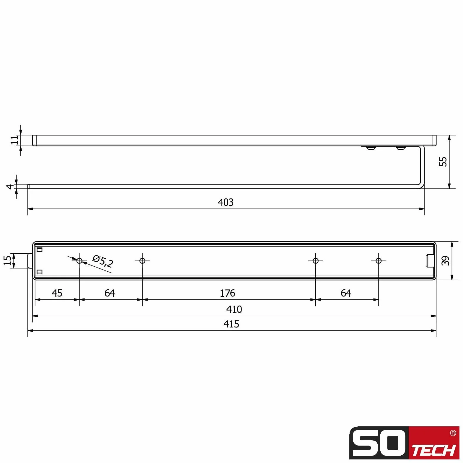 SOTECH Toallero Elegance Cromado 1 Brazo 415 mm insertado, 715 mm extendido toallero