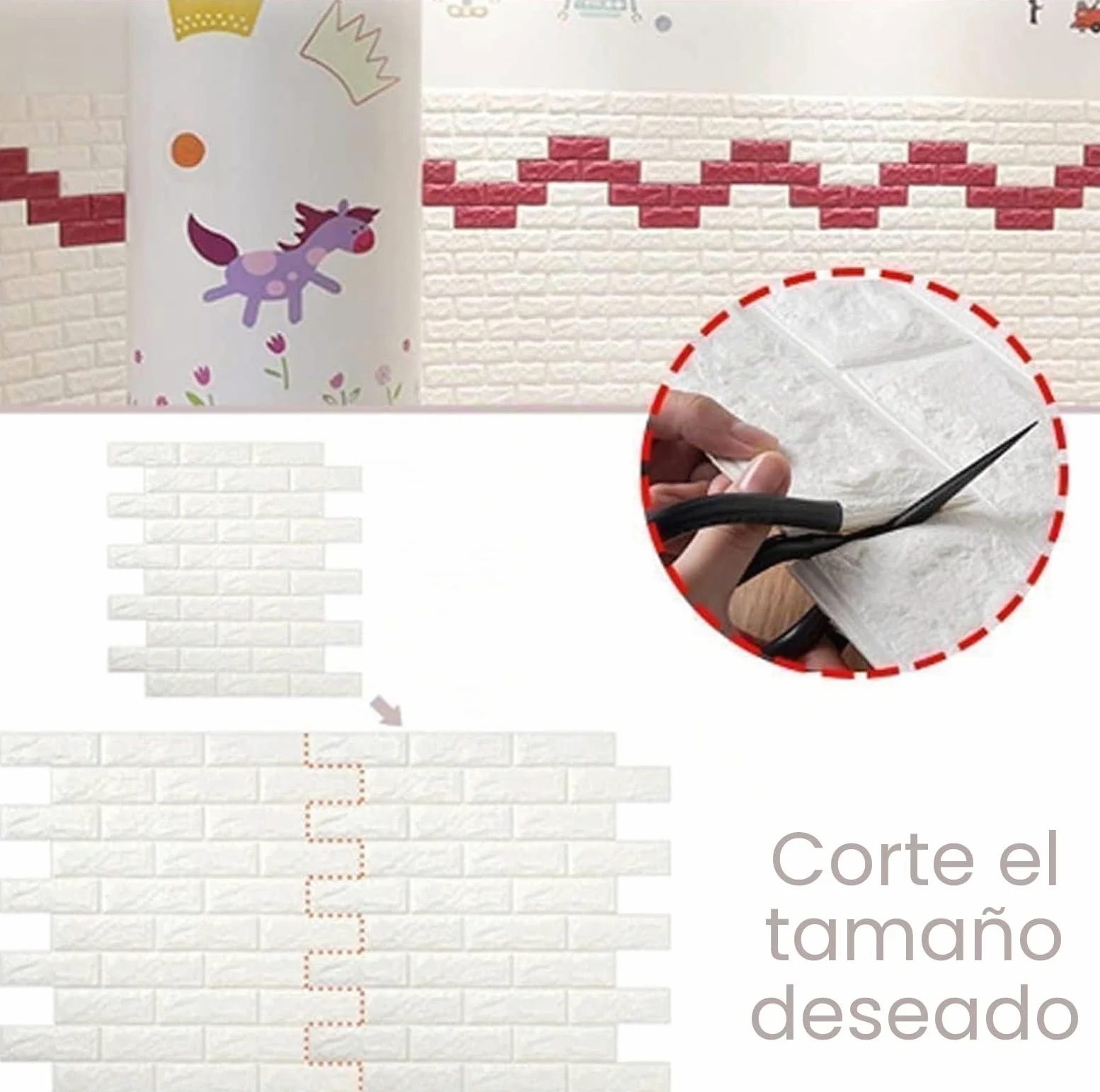 Papel Pintado 3D Ladrillo,10 Piezas PE de Espuma 3D Wallpaper, Autoadhesivo Grueso Impermeable DIY Pegatina de Pared Espuma 3D,para Salón Dormitorio Fondo de Pared Decoración Arte (35*38.5cm,Blanco)