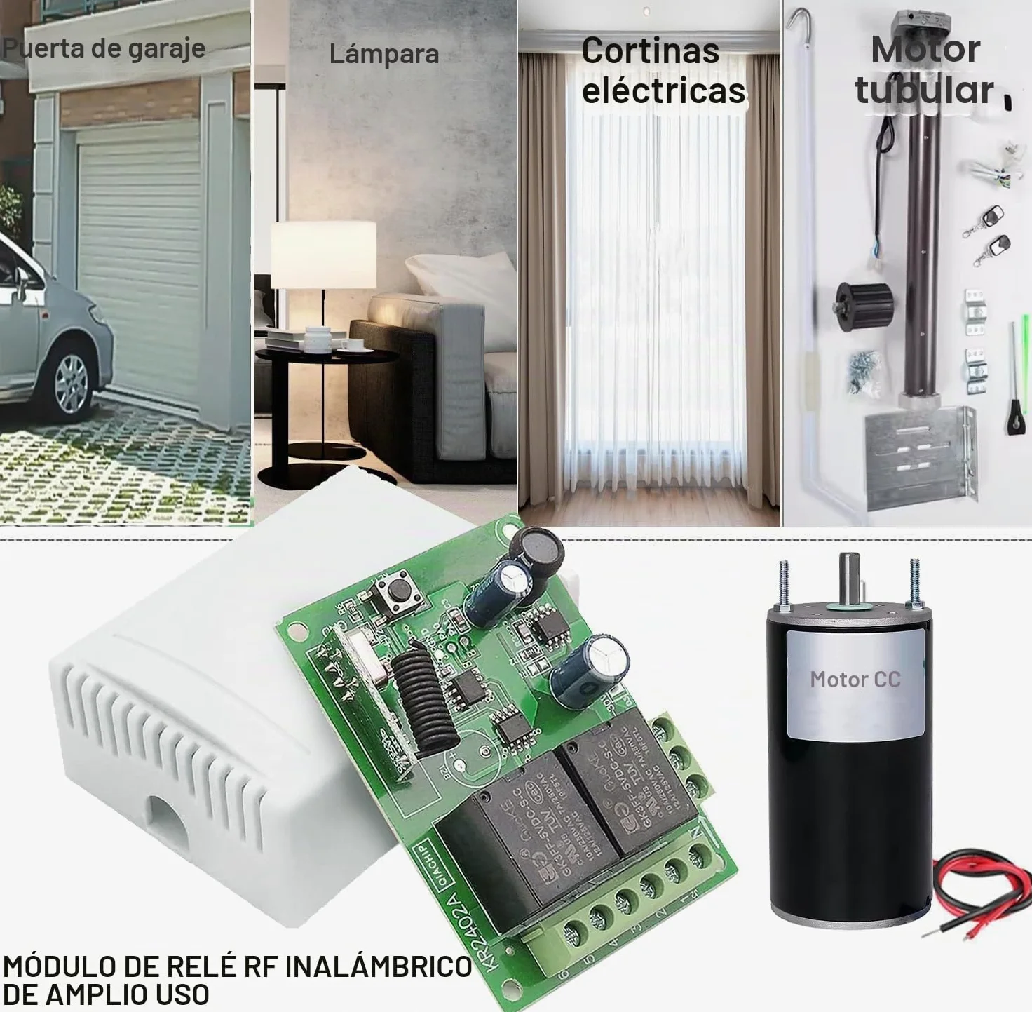 QIACHIP Interruptor de Control Remoto Relé inalámbrico DC 6V 12V 24V 30V 2 Canales,Modulo Receptor RF 433 mhz y 4 Transmisor mando a distancia,para Motor Puerta Garaje, Cortina eléctrica, luz