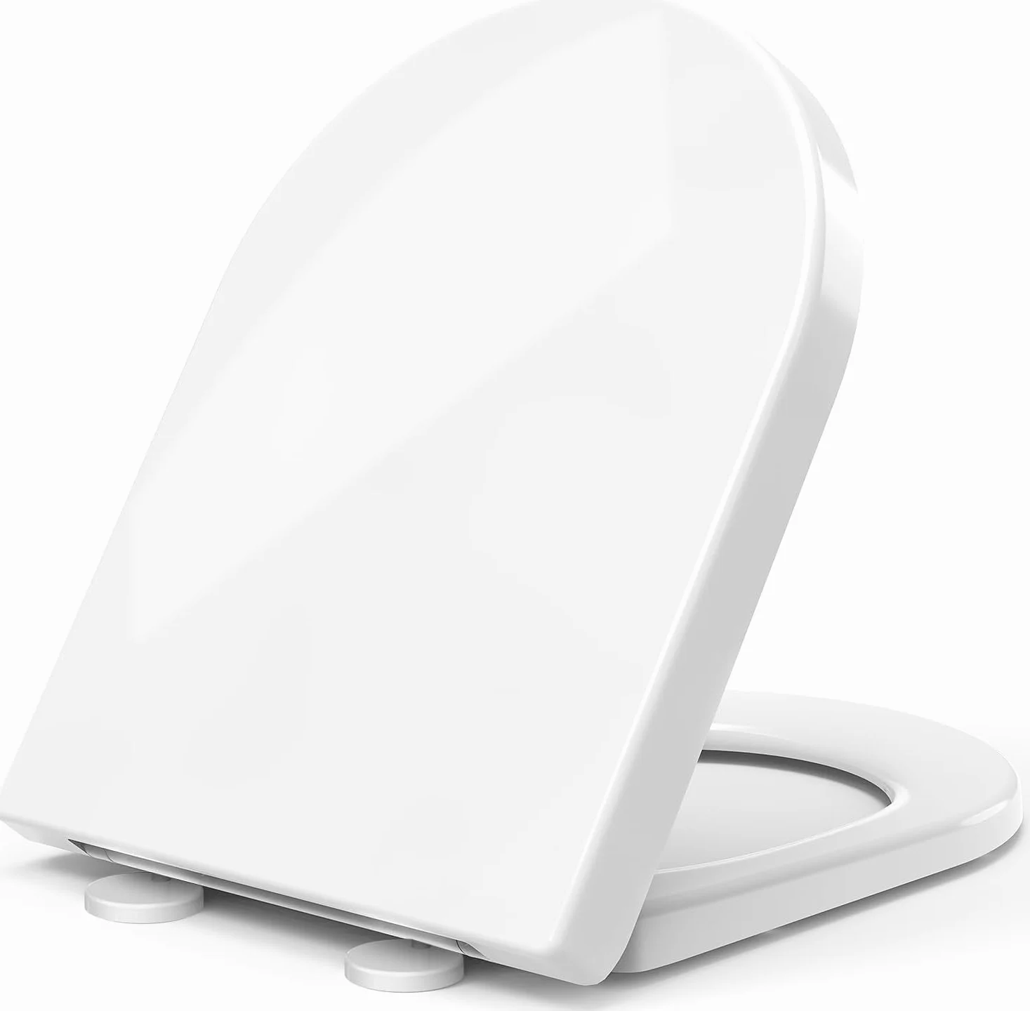 Asiento de inodoro STOREMIC con cierre suave, reducción de ruido y caída de Brake, fijación simple superior y inferior, inodoro fácil de instalar y limpiar con bisagras ajustables a 360°, forma de D