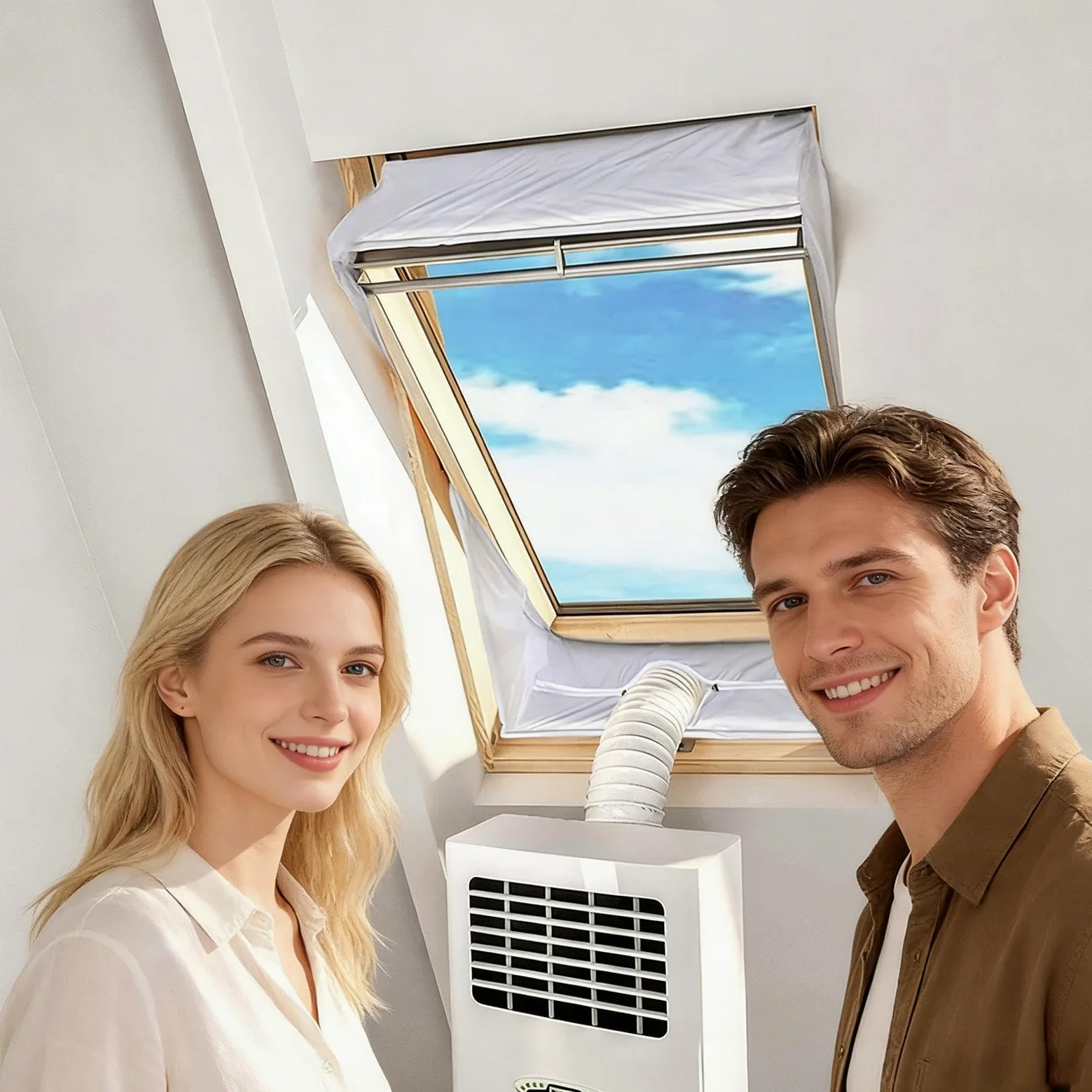 Kit Ventana Aire Acondicionado Portatil, 190/230x38cm Kit Aislante De Ventanas De Techo Pivotante Central Con Tubo, Sello De Ventana Impermeable Para Secadora Y Campana Extractora