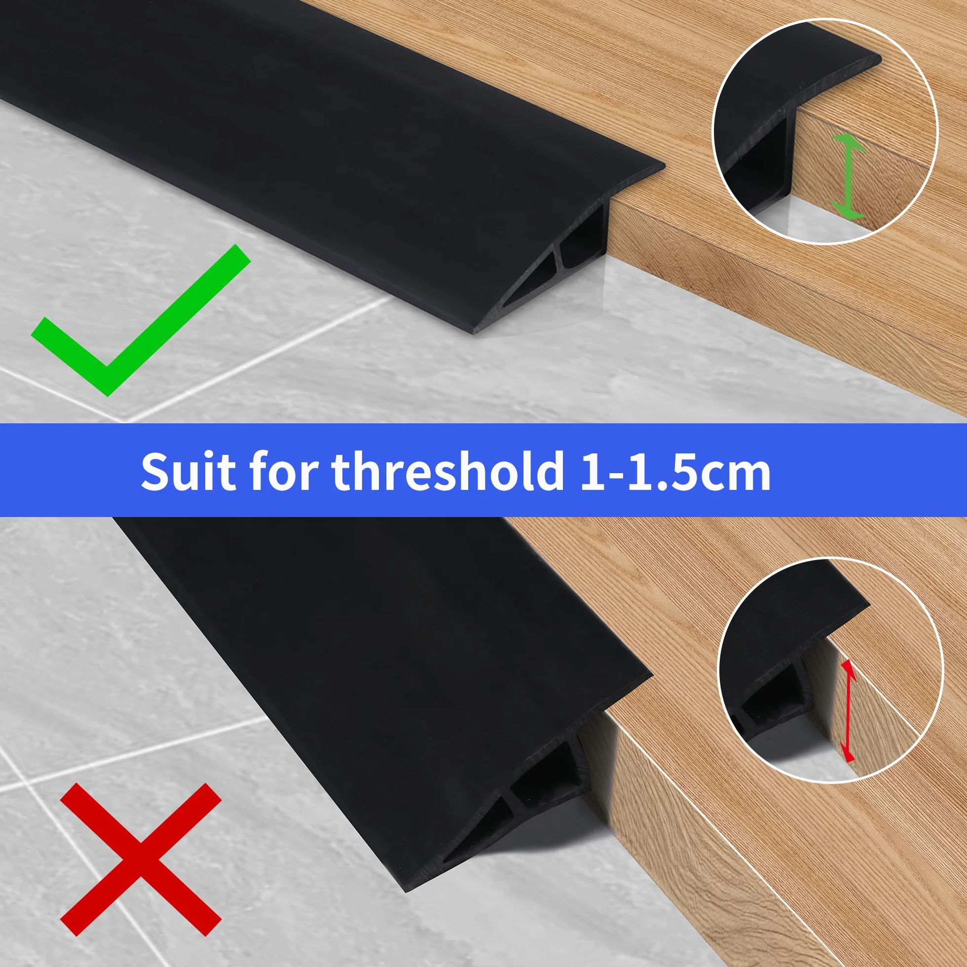 1M Perfil de Transición para Pisos PVC Tira de Umbral Tiras de Transición de Suelo Tapajuntas Suelo Adhesivo Tira Divisoria Puerta, Altura de Transición Inferior a 1.5 cm, Amarillo Marrón