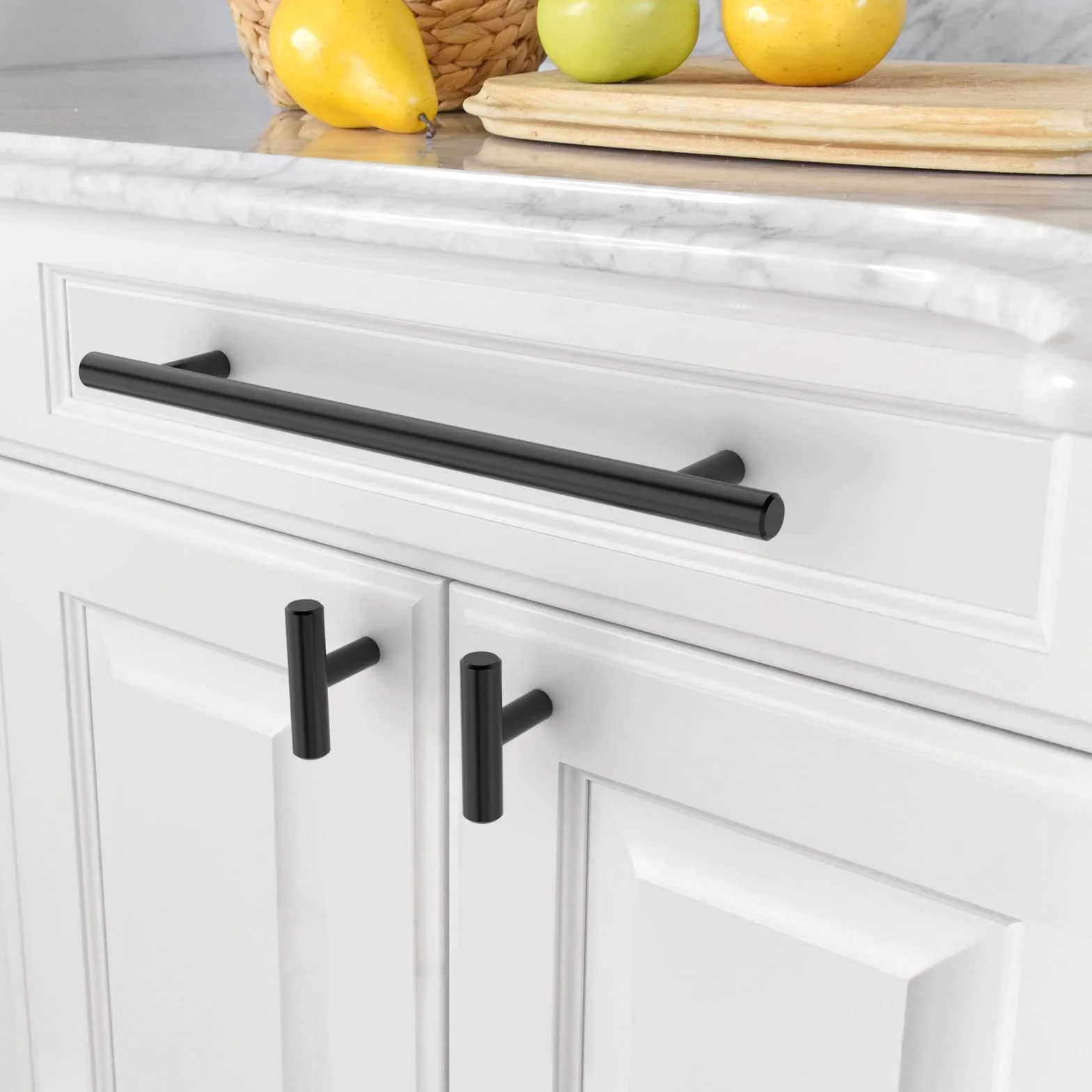 Amerdeco 10 Piezas Tiradores de Cocina 224mm Negro Para Armarios y Cajones - Manillas de Acero Inoxidable Para Muebles y Puertas