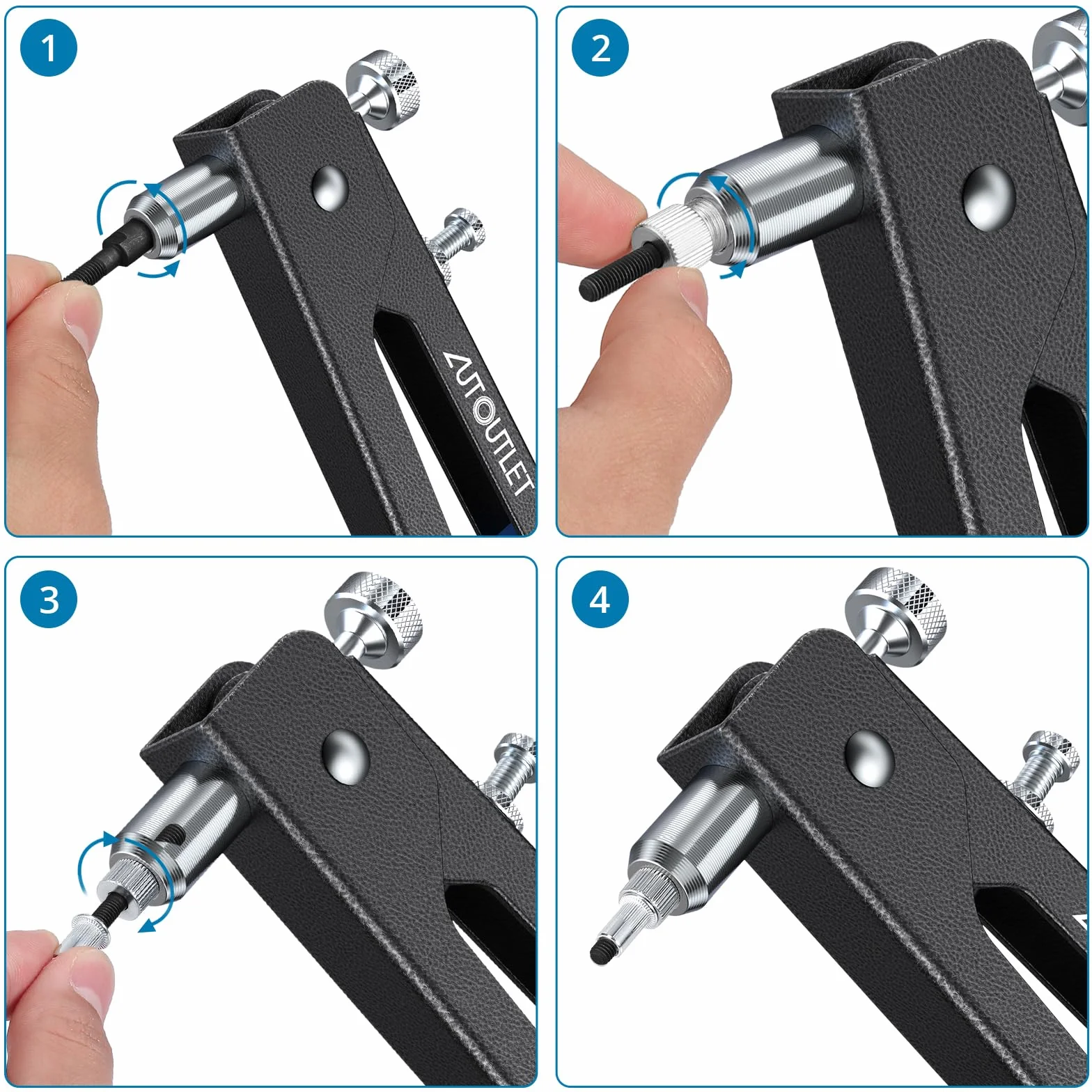 AUTOUTLET - Juego de 86 Pinzas para Tuerca de Remache con Mandriles M3, M4, M5, M6, M8 y 80 Tuercas de Remache, Pinza de remachar roscada de 25,4 cm, Pinza para remachar Ciego, Azul